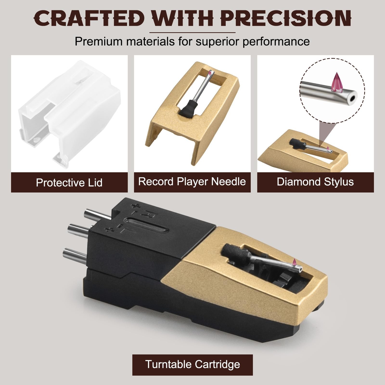 Upgrade Ruby Elliptical Diamond Tip Record Player Needle 5-Pack Stylus Kit Pro