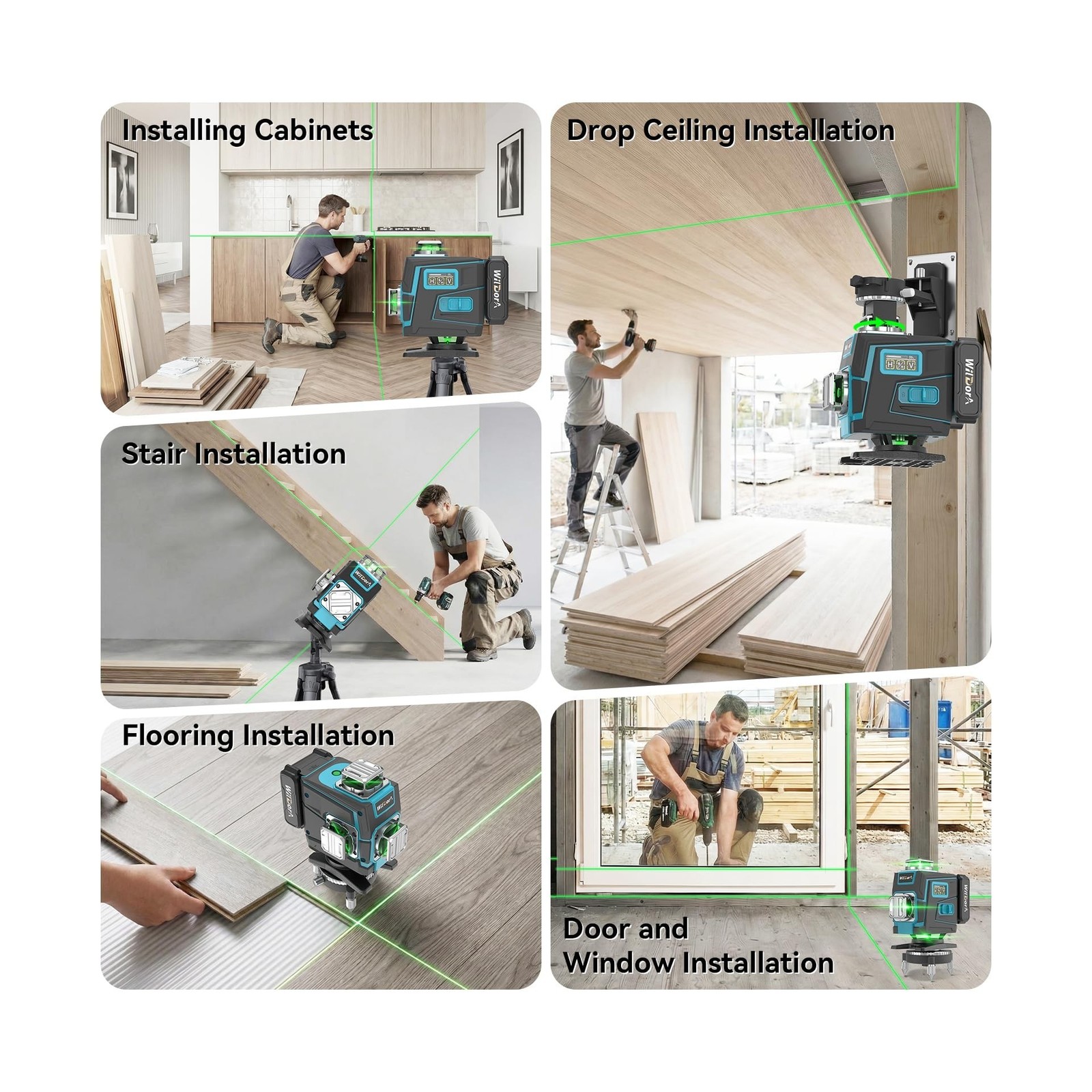 Laser Level with Tripod, 4x360° Self Leveling ±4° Laser Level, Re