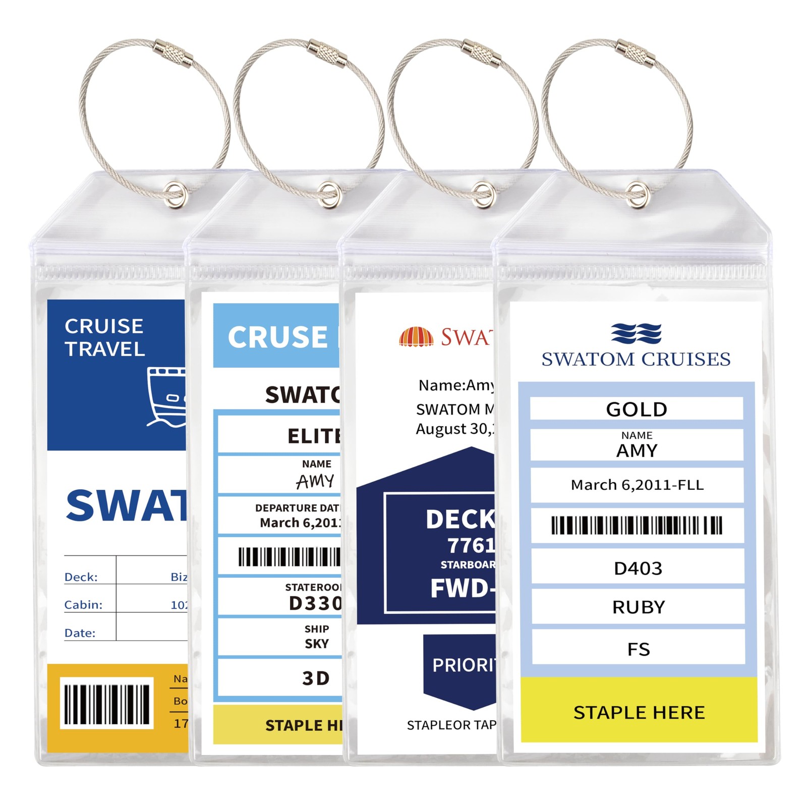 SWATOM Cruise Luggage Tags for Suitcases 4 Sets 7.3x3.5 inches, 7.3x3.5'' 4p