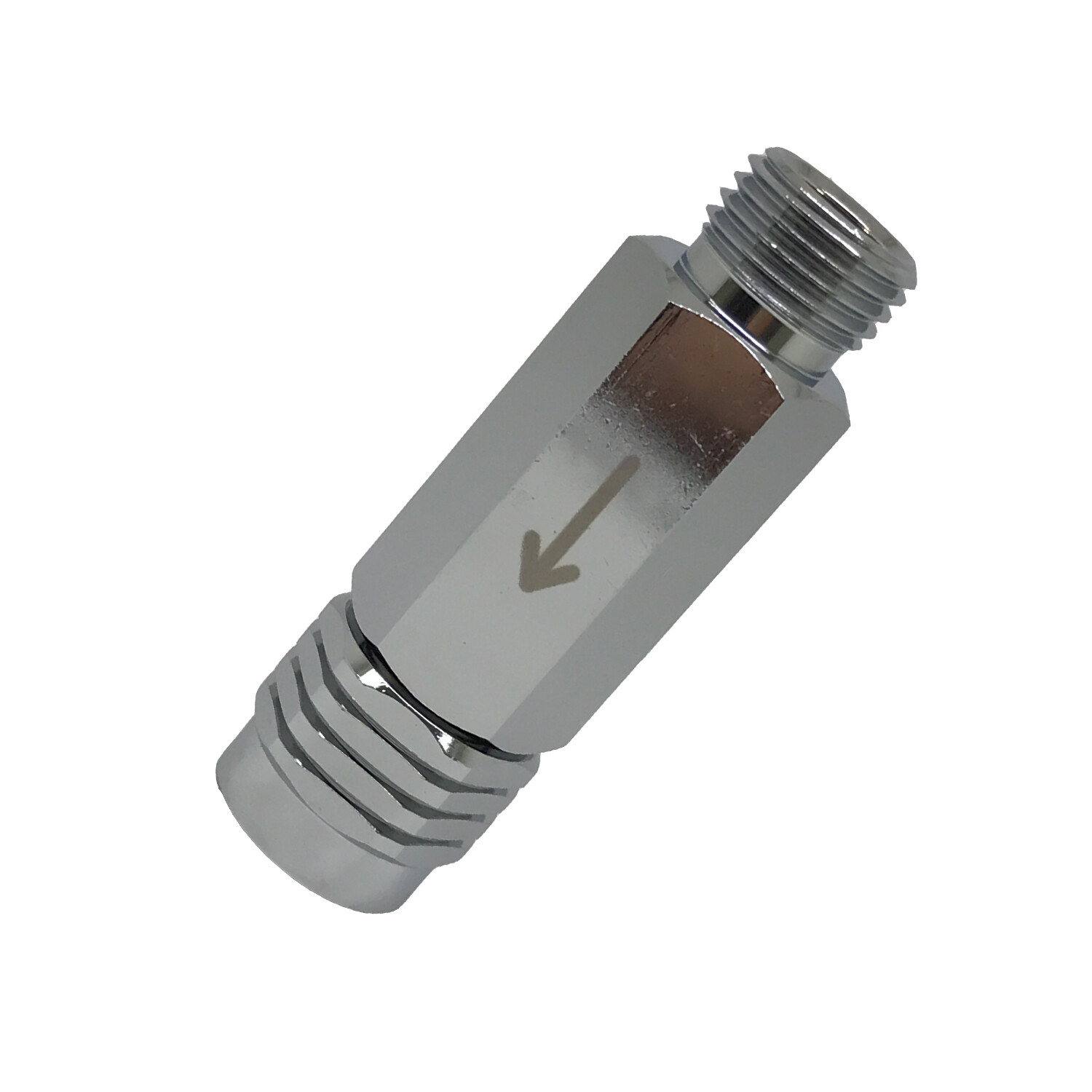 Scuba Choice One-Way Valve Adapter – M 9/6-18 to F 9/6-18 Stainless