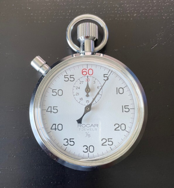 Vintage Rocar 7 Jewel 1/5 Swiss Made Stop Watch
