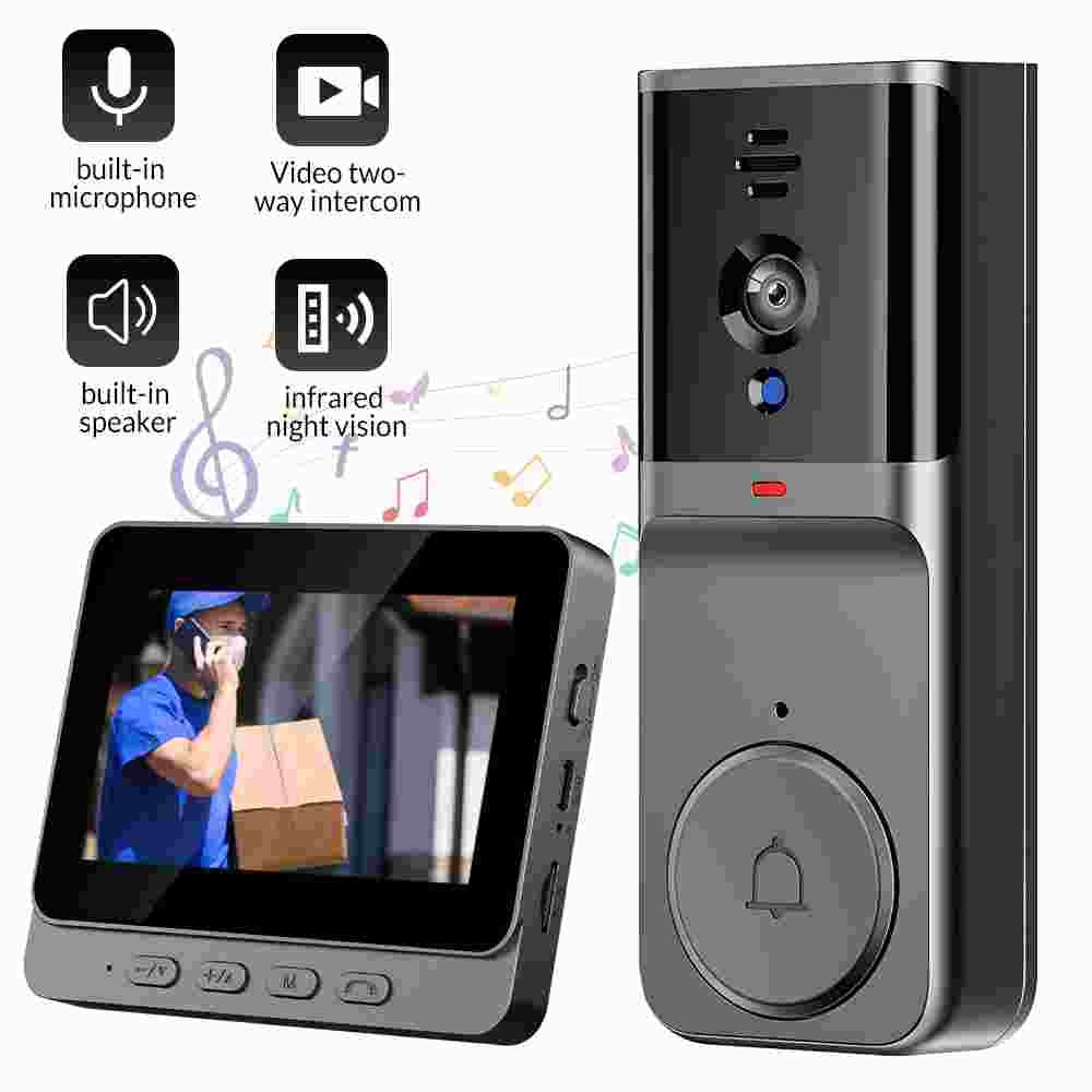 2.4G 4.3" Wireless Smart IPS Screen Intercom Video Doorbell Camera Monitor Home