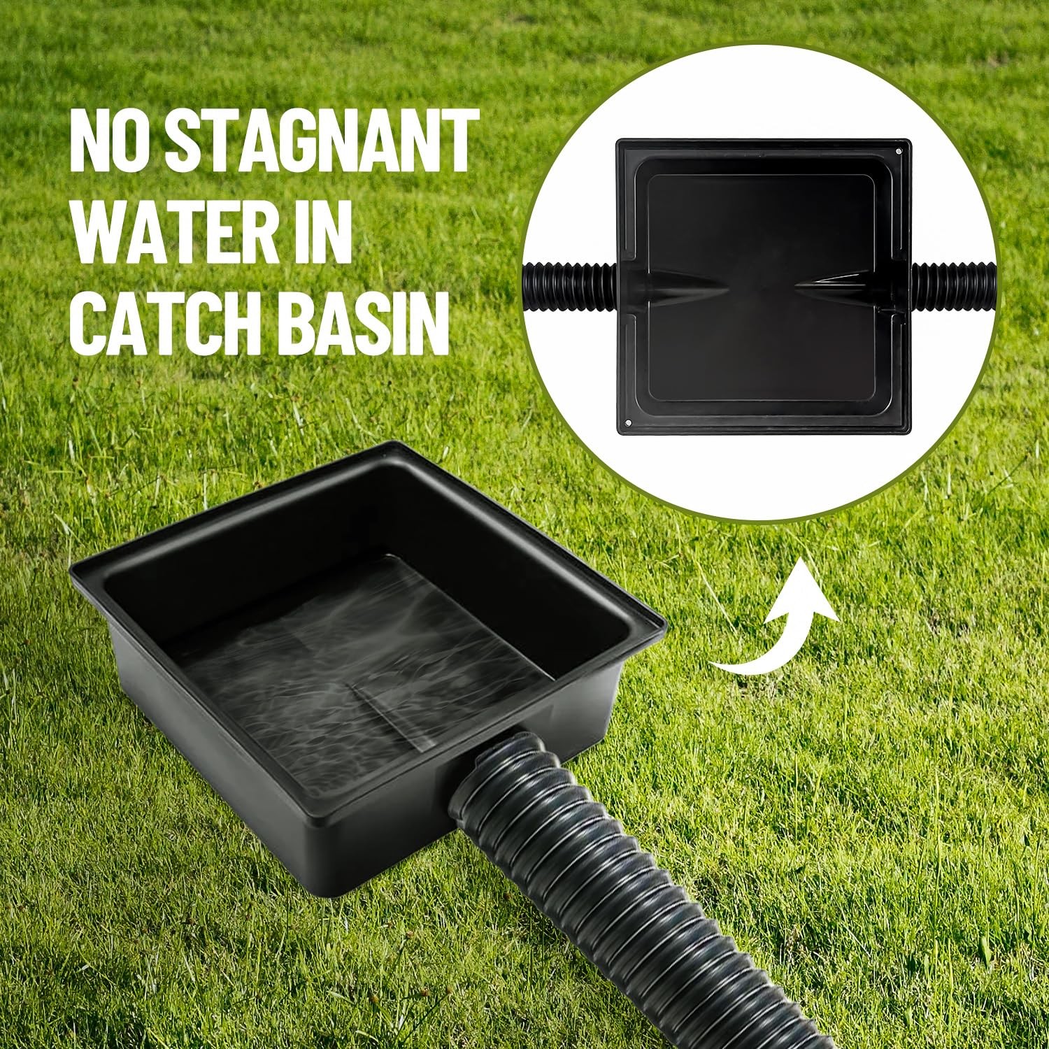 Gutter Downspout Extensions, Upgraded 12x12in Catch Basin Low Profile Downspo...