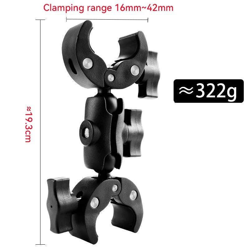 Motorcycle Handlebar Double Clamp Camera Mount for GoPro Insta360 DJI