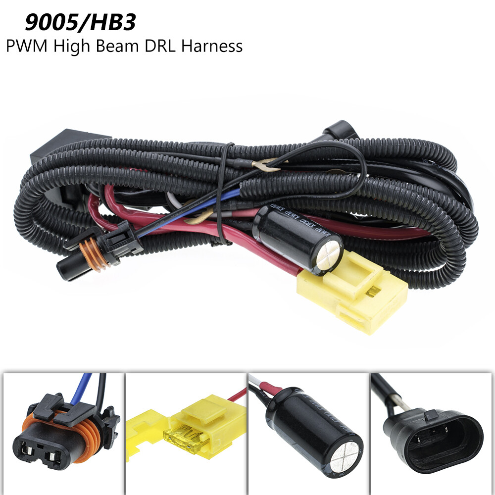 For Toyota Lexus 9005 HB3 PWM High Beam DRL Relay Wire Harness Capacitor Decoder