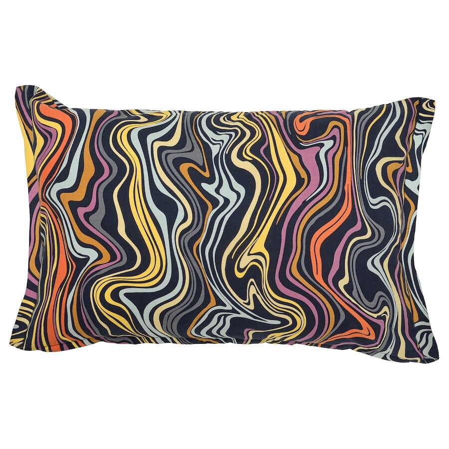 Ikea Cushion Pillow Cover Cotton KLIPPNEJLIKA 16x23 New 605.714.93 Blue & Multi