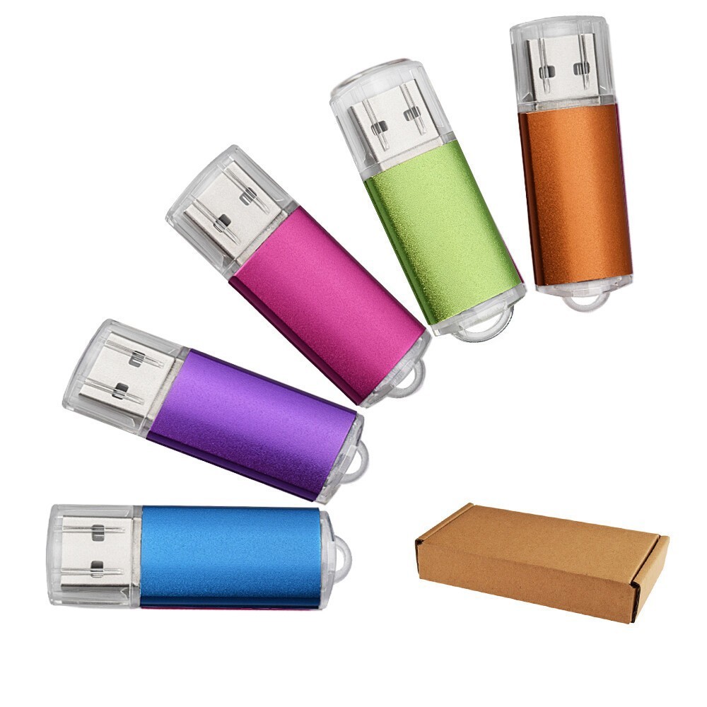 5 Pack USB2.0 Flash Drive Rectangle 1GB-32GB Blank Data Memory Stick Mixed Color