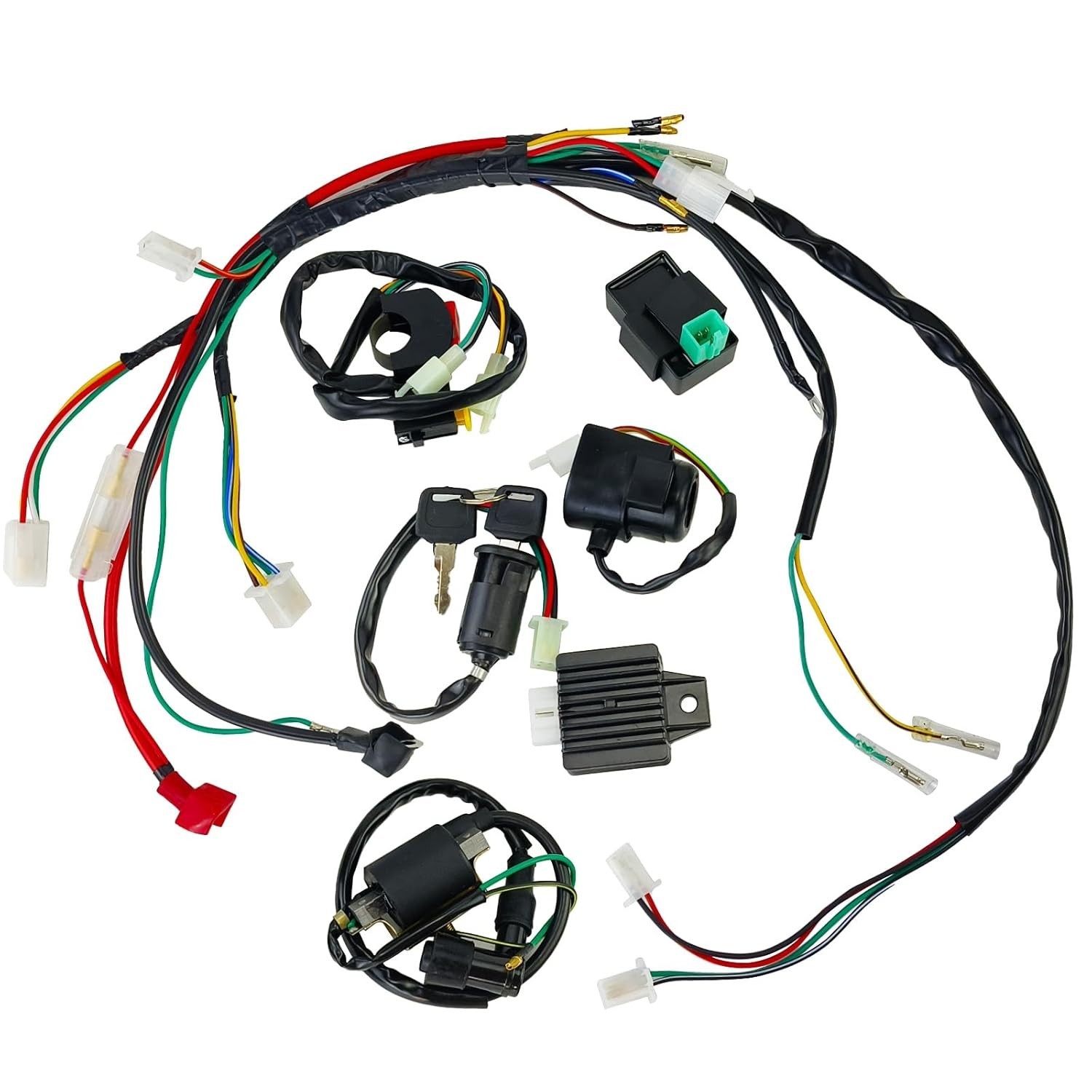 Electric Wiring Harness Kit with CDI Ignition Coil - Compatible with 4-Stroke