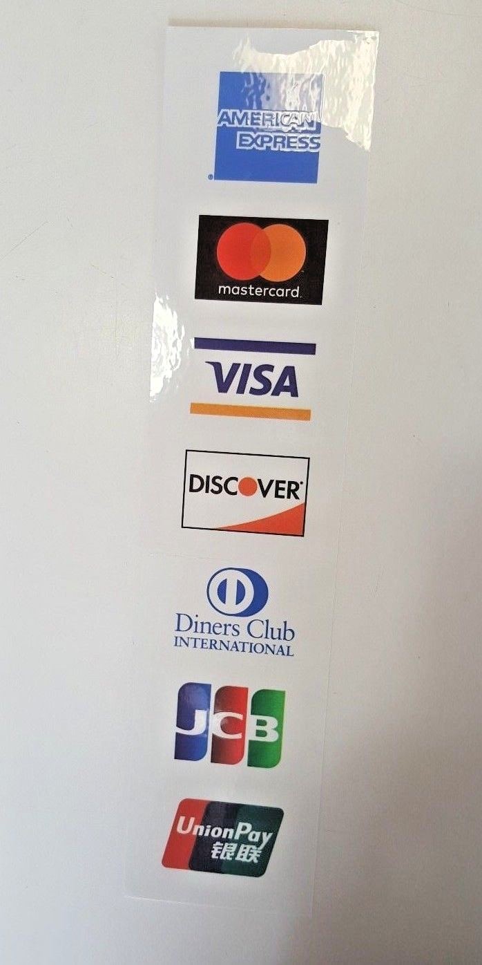 Multi-Card Vertical Extended Decal visa master card discover american express
