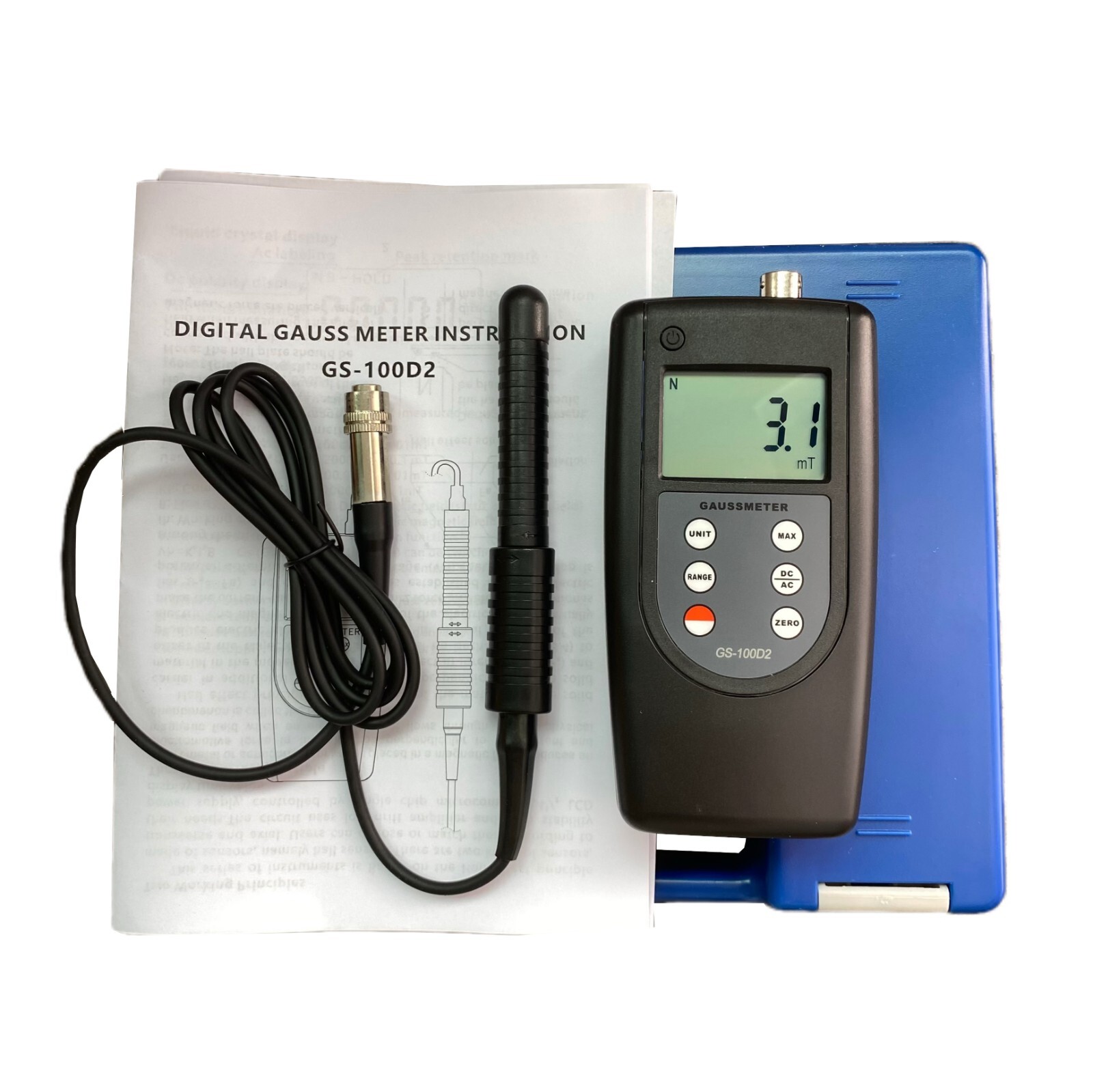 AC DC Magnetic Field Tester Gaussmeter Tesla Meter Frequency 0~200mT~2000mT