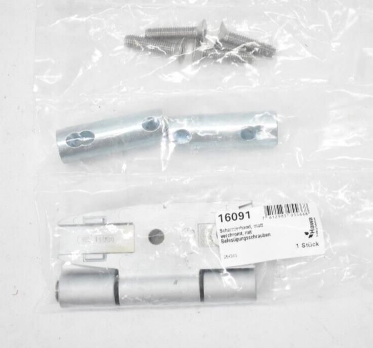 Hawa Sliding Solution Hinge Dull Chromium Finish w Fixing Screws Hardware 16091