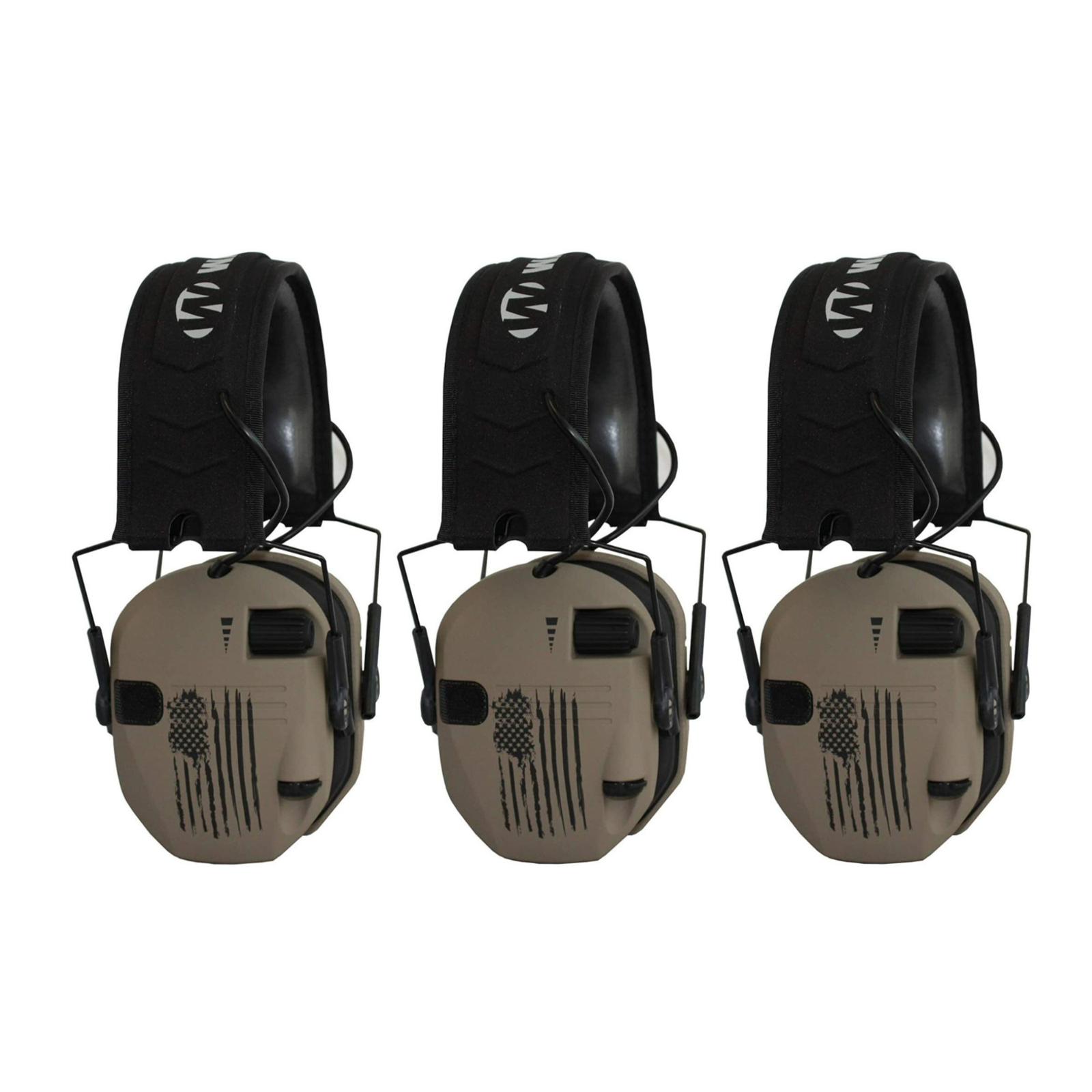 Walkers Razor Slim Electronic Shooting Muffs 3 Pack US Flag FDE