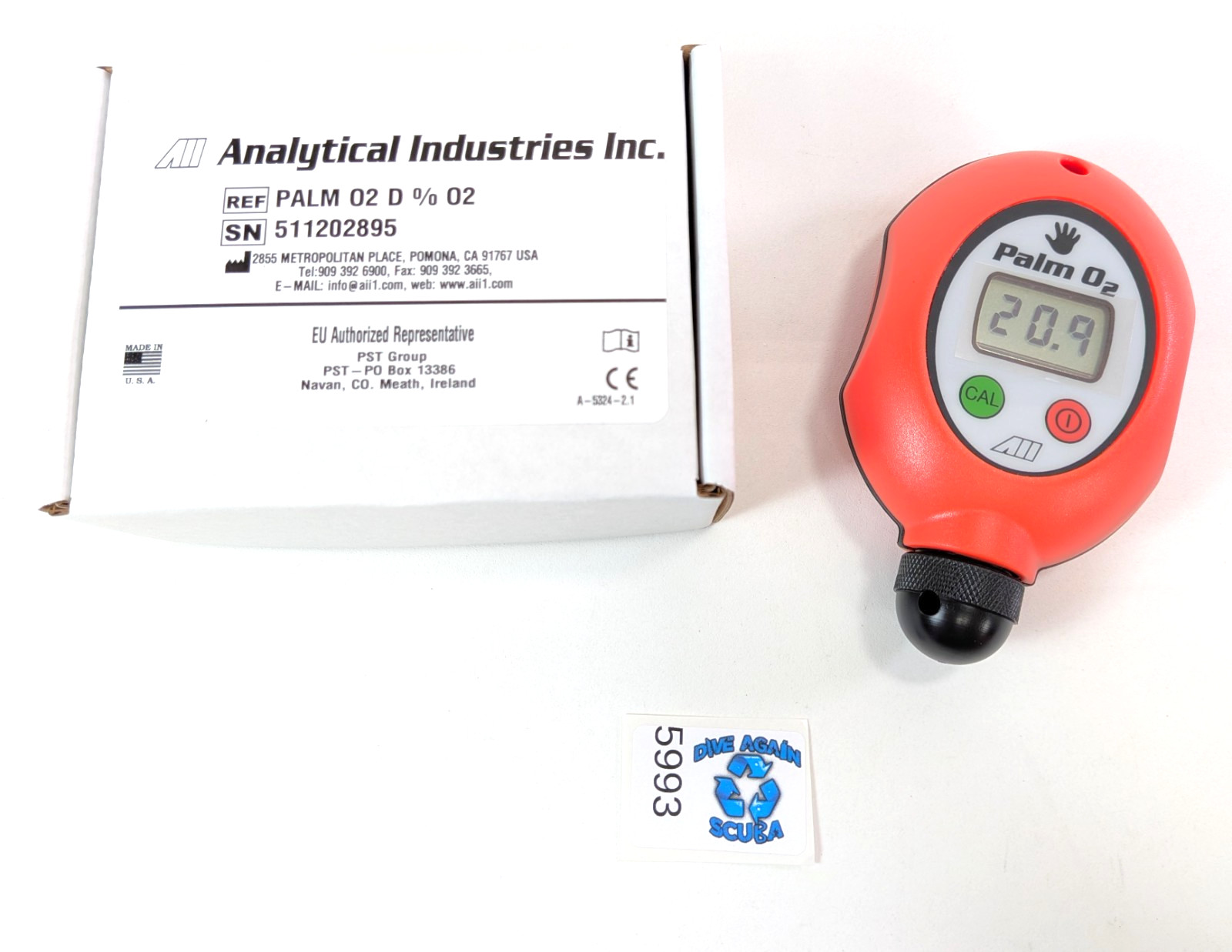 Analytical Industries Palm O2 Remote Handheld Oxygen / Nitrox Analyzer 0-100% 02