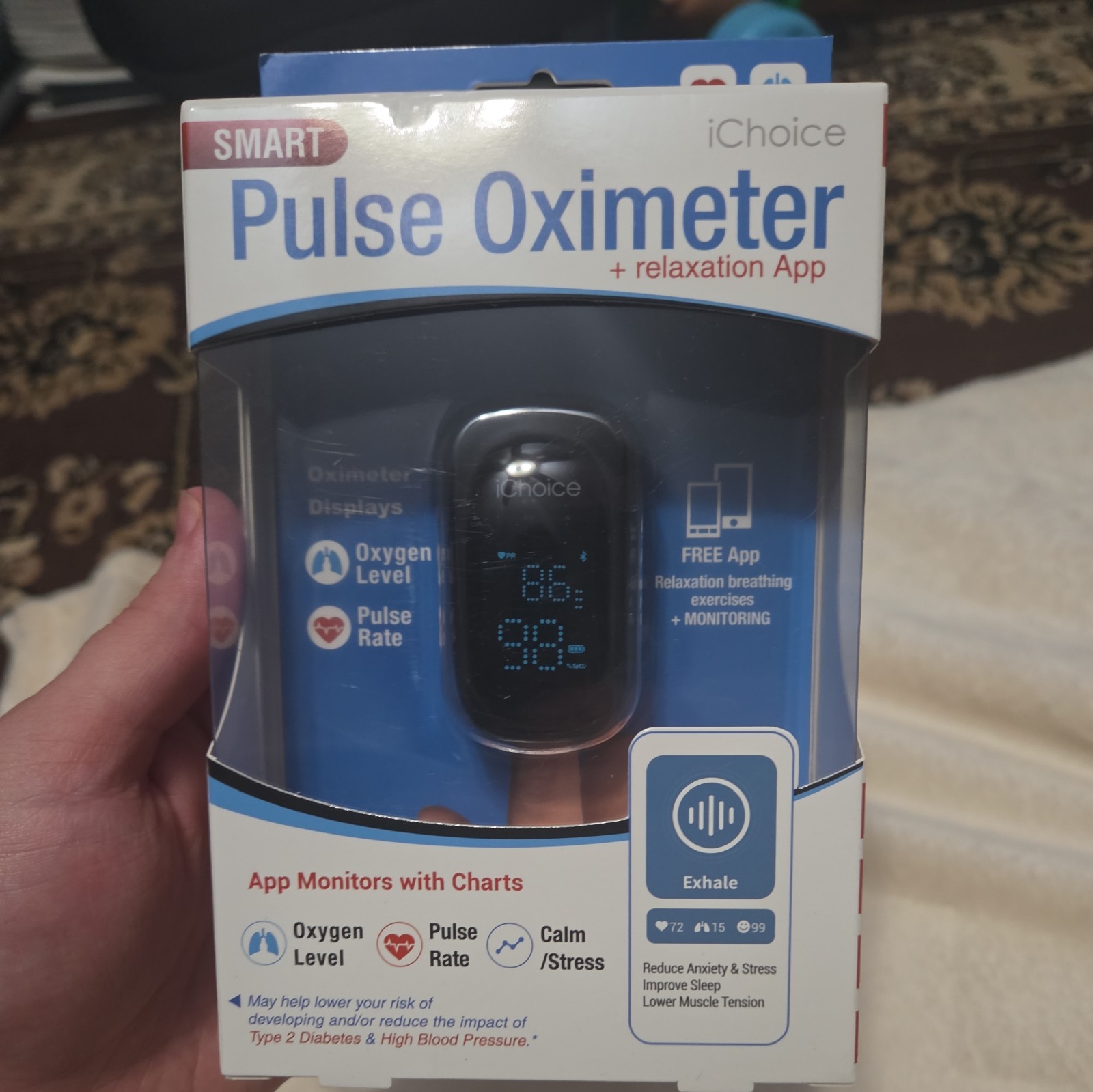 ICHOICE Pulse Oximeter + Relaxation Coach Bluetooth OX200