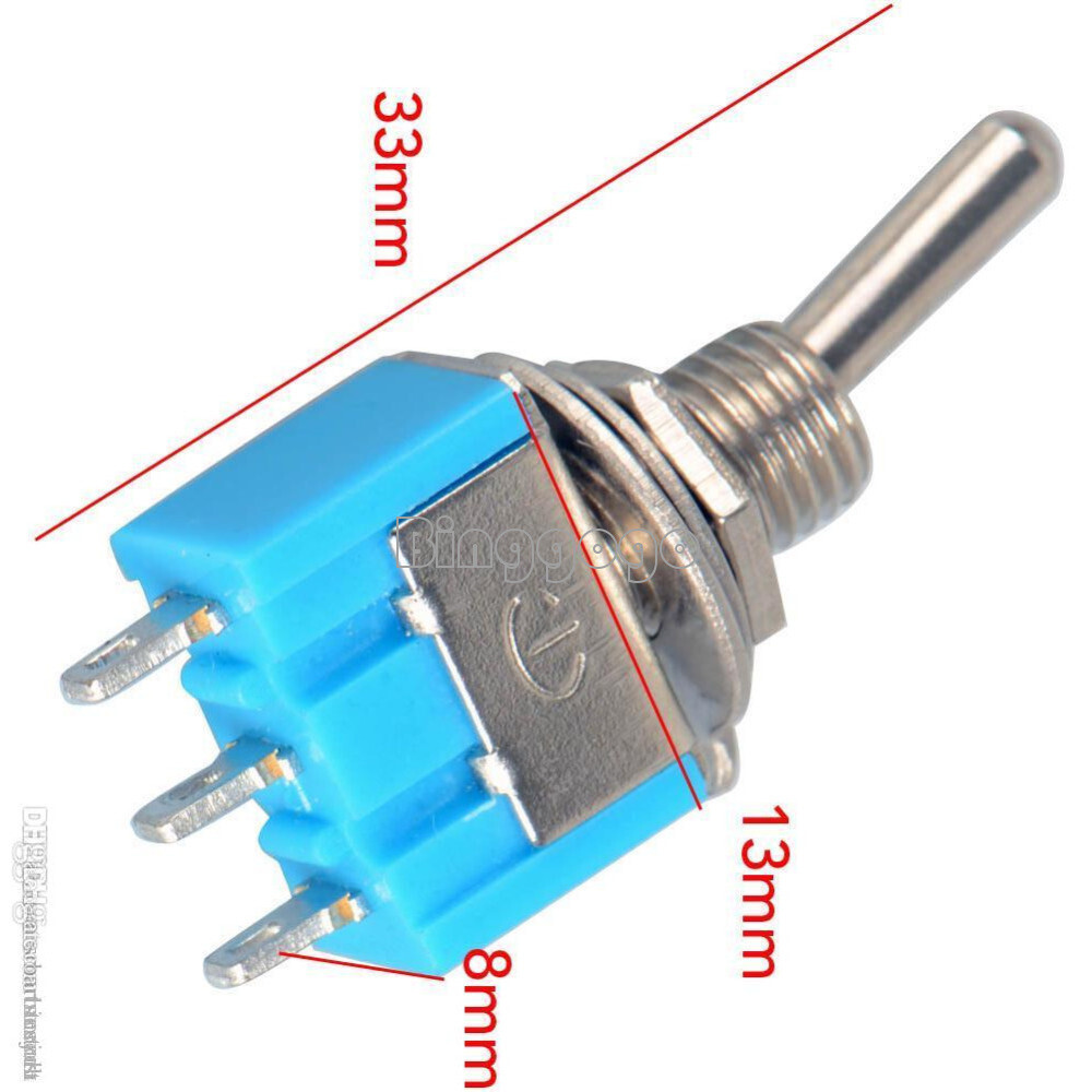 5Pcs MTS-102 6A 125V AC SPDT 3-Pin 2 Position On-on Mini Toggle Switches Practic