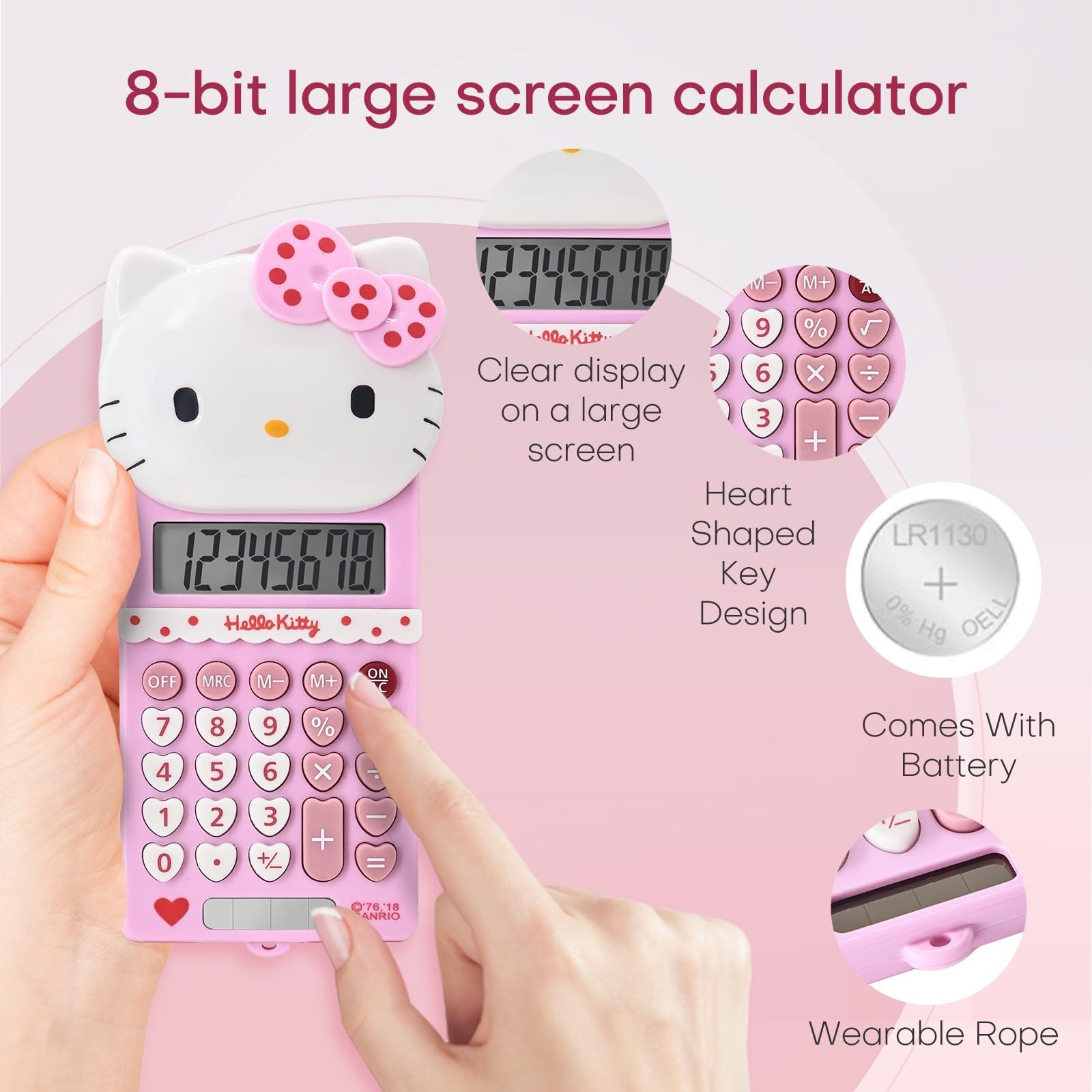 Cute Calculators, 8 Digit with LCD Display for Teachers Student Basic Office ...