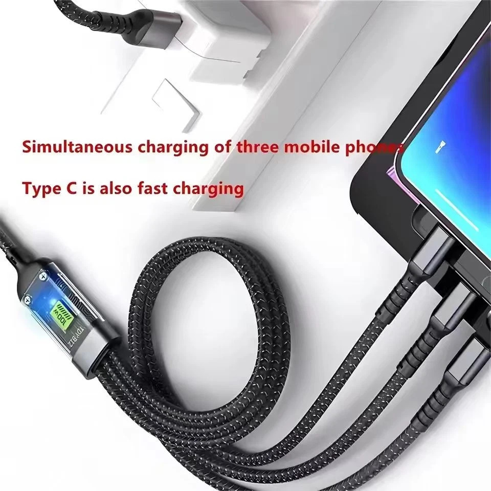 3 in 1 Fast Charging Cable Cell Phone Charger Cord For iPhone Type C Micro USB