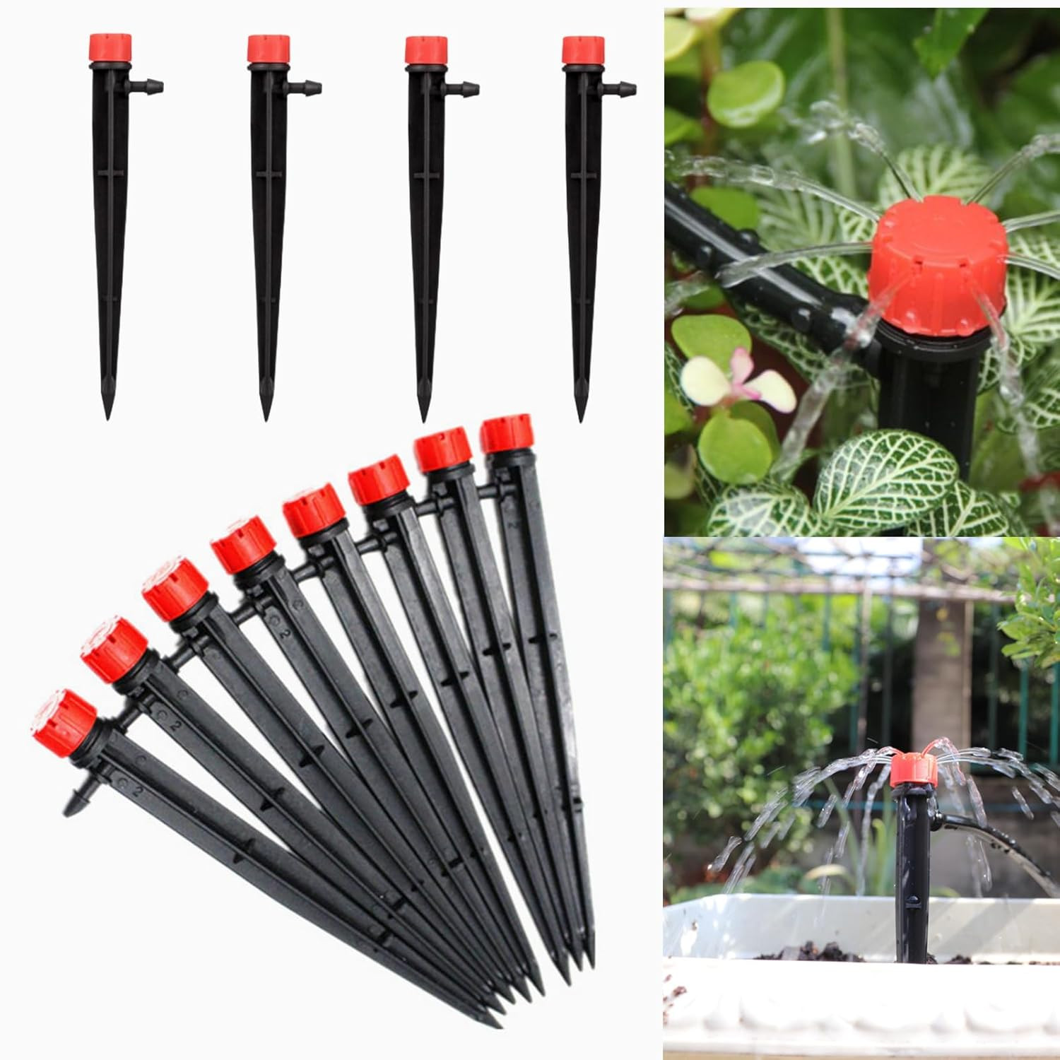 50 Pack Adjustable Drip Irrigation Emitters 1/4" Garden Watering Sprayers