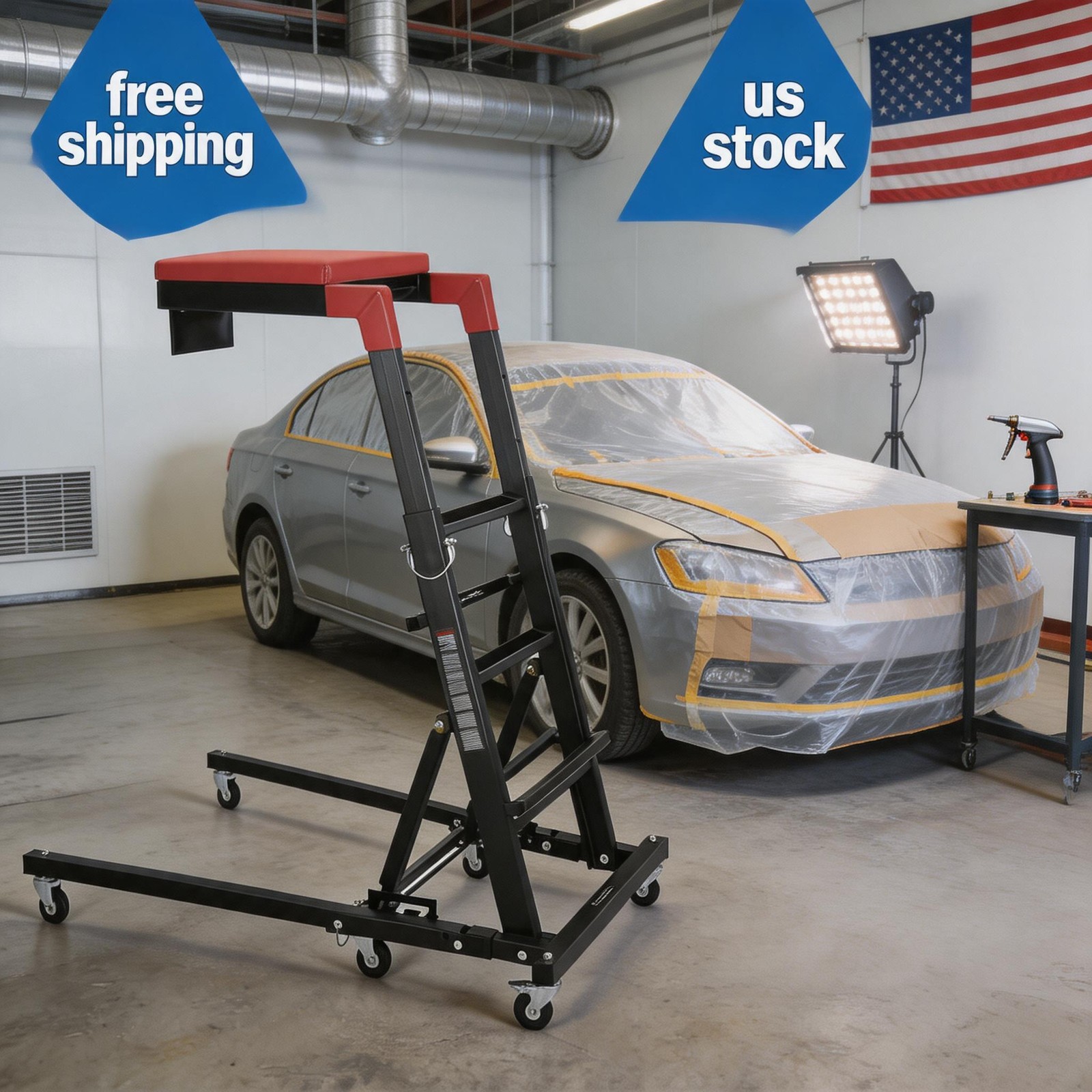 Engine Creeper, Adjustable Height from 48" to 66", 400 LBS Capacity Foldable