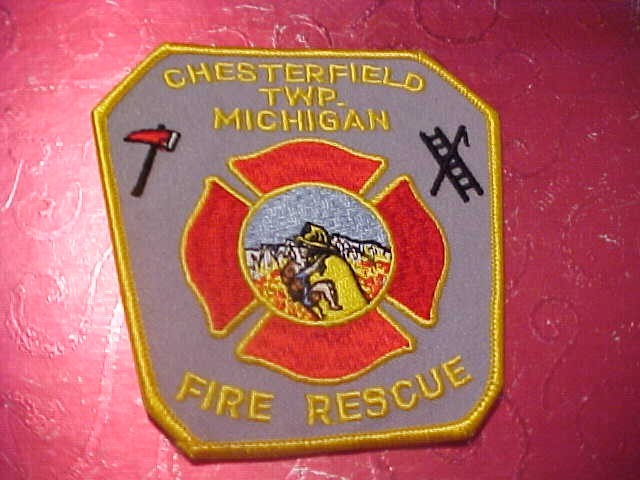 CHESTERFIELD TWP. MICHIGAN FIRE DEPARTMENT PATCH SHOULDER SIZE UNUSED