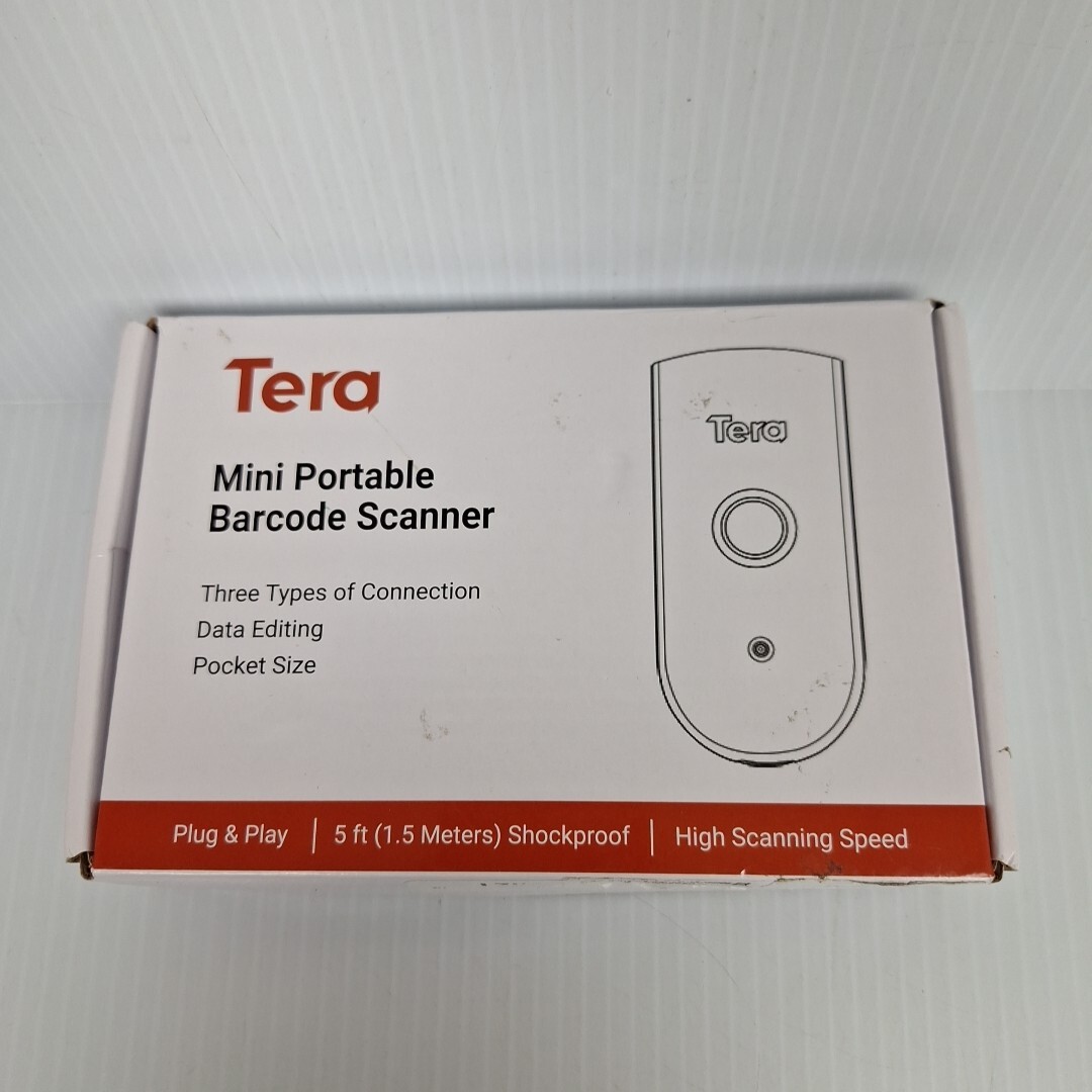Tera Model 1200 Mini Portable Barcode Scanner - USB, Plug & Play, Dongle, Manual