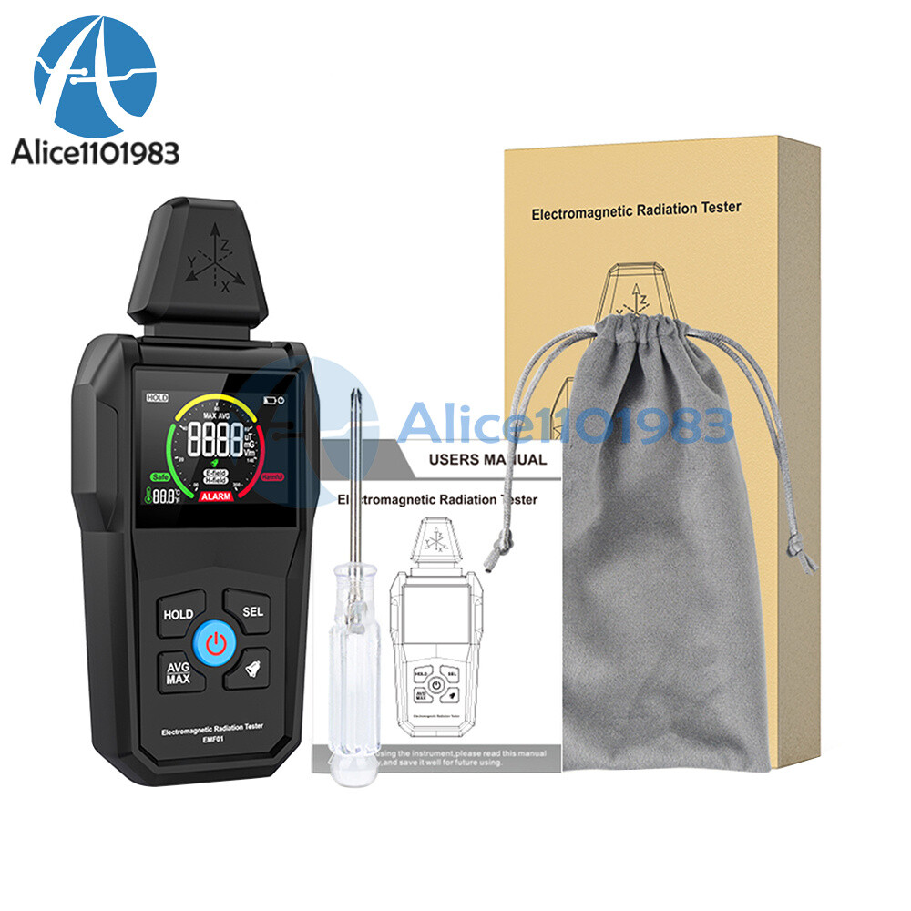 Digital EMF Meter Temp / Electric Field / Magnetic Field Radiation Detector