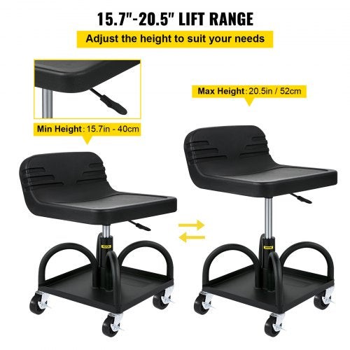 Rolling Garage Stool 300LBS Capacity Adjustable Height from 157
