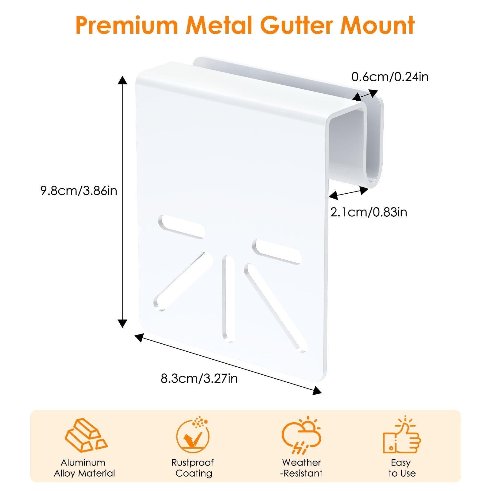 Gutter Mount Bracket for Solar Security Camera Pan Cam Aluminum Clamp Holder