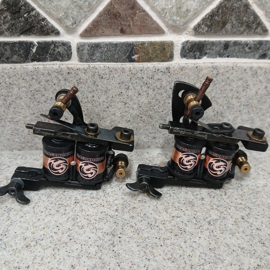 Lot Of 2 Dragonhawk Coil Tattoo Machine Black 120 & 140. C Pics
