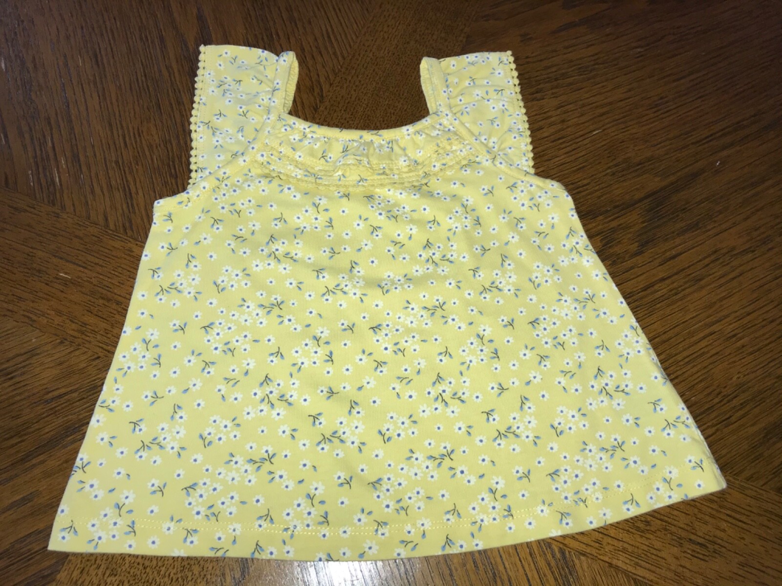 Baby Girls’ Yellow & Blue Floral Summer Sleeveless Top - 12-18 Months - New