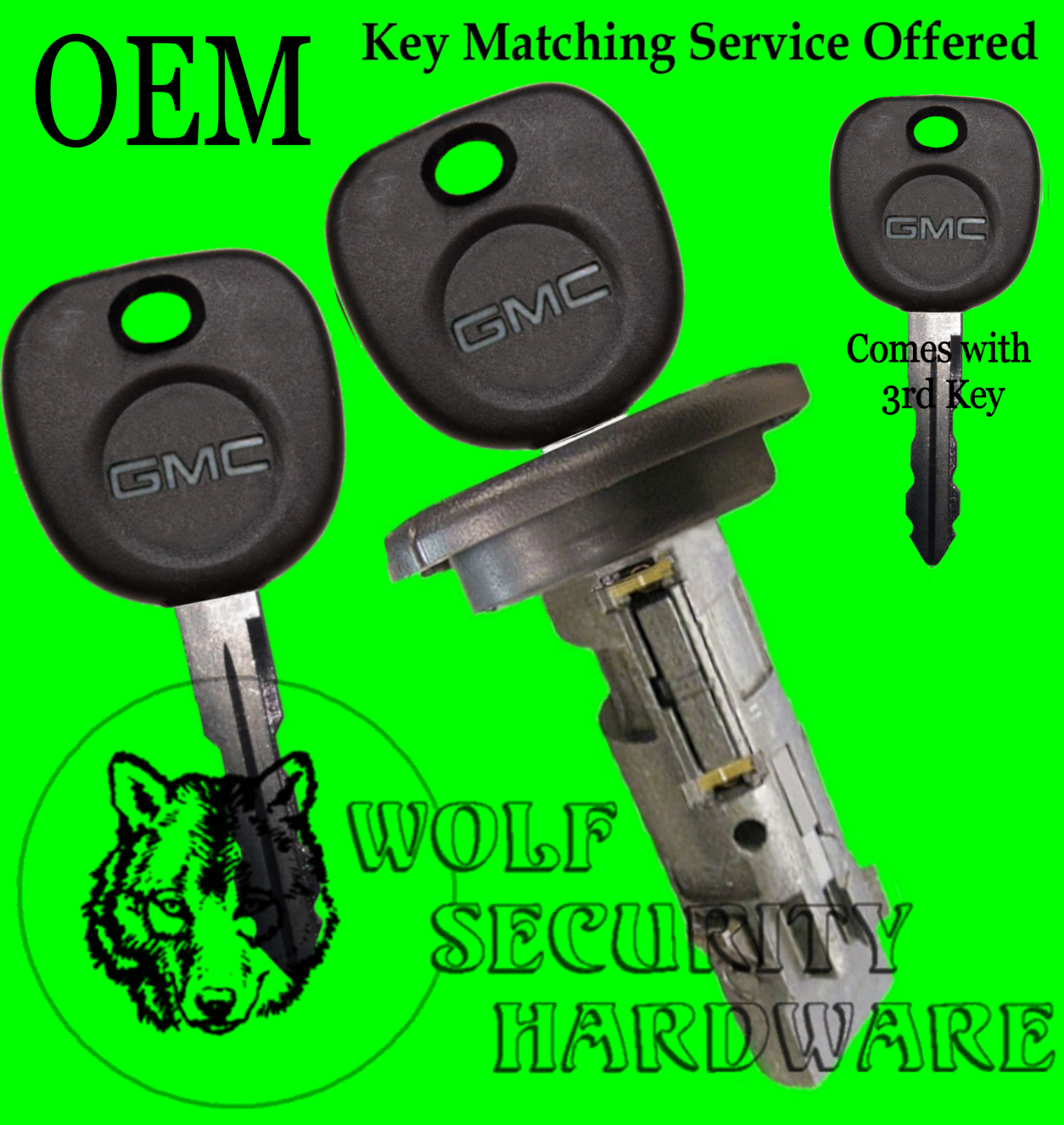 Sierra Yukon 03-06 Classic 07 OEM Ignition Key Switch Lock Cylinder 3 GMC Keys