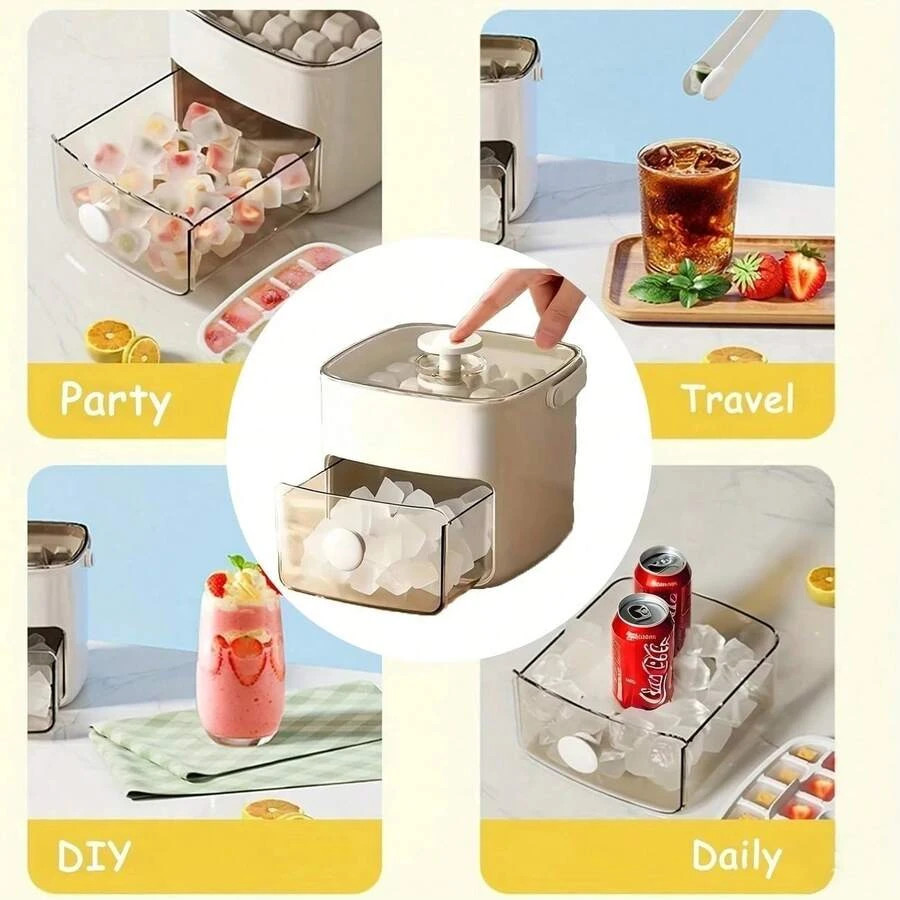 48 Grid Ice Cube Tray Press Type Large Capacity Ice Maker Box Portable For Home