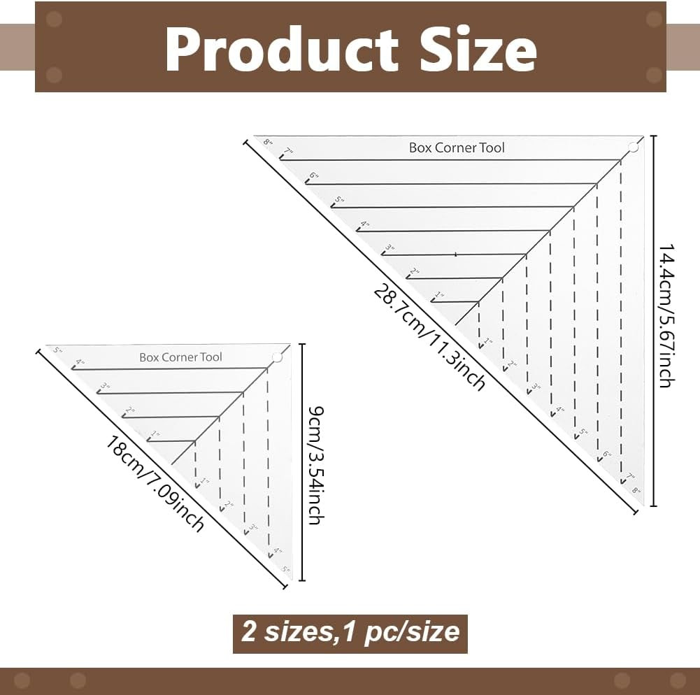 2Pcs Boxed Corner Template Half-Square Triangles 2 Size Acrylic Cutting Corners