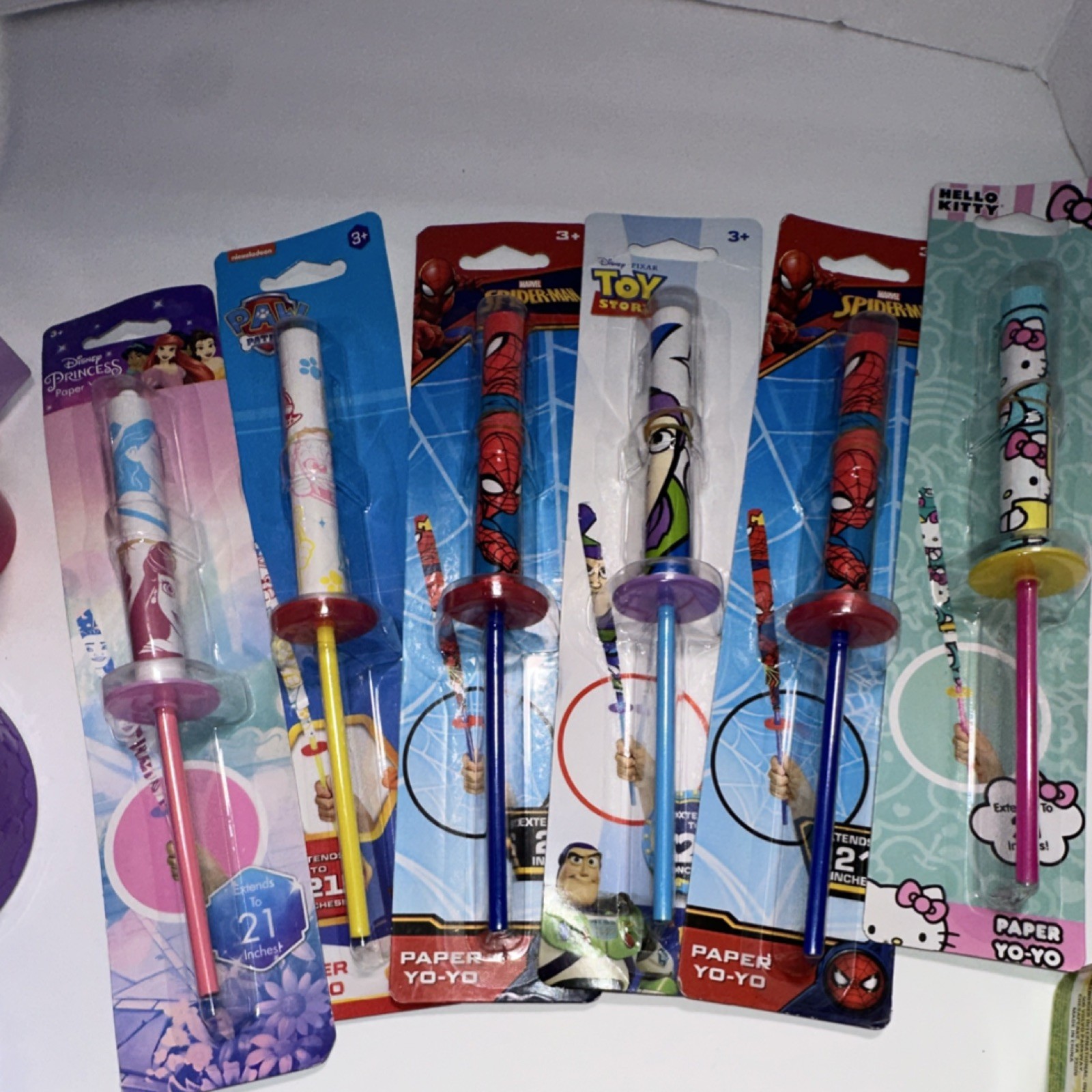 Lot of 6 Kids Paper Yo-Yo  Disney Princess Paw Patrol Spiderman Hello Kitty NEW