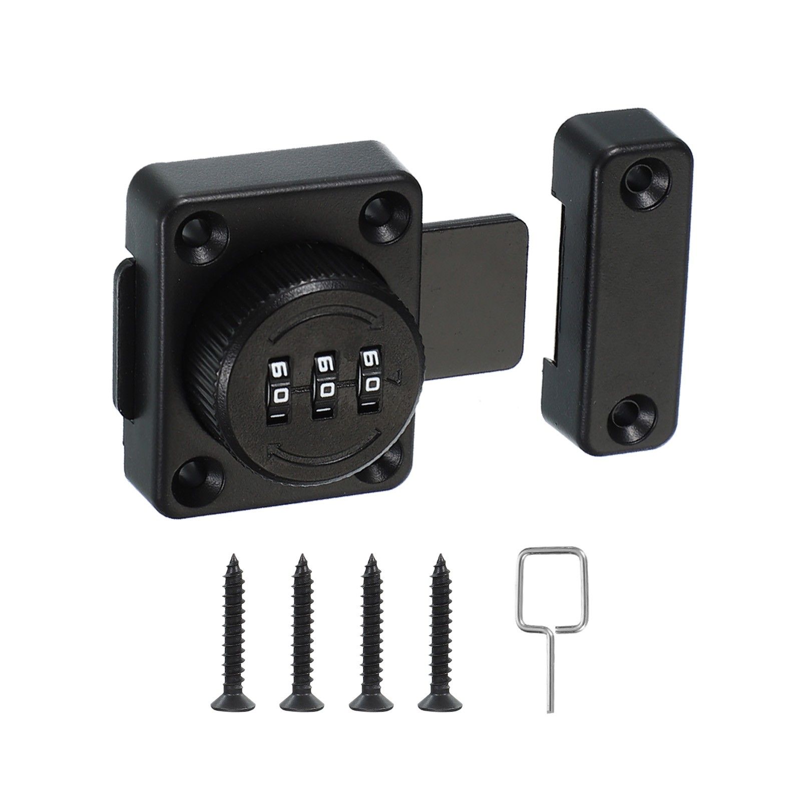 Combination Cabinet Latch 3-Password Lock for One-Way Door Cabinet Black