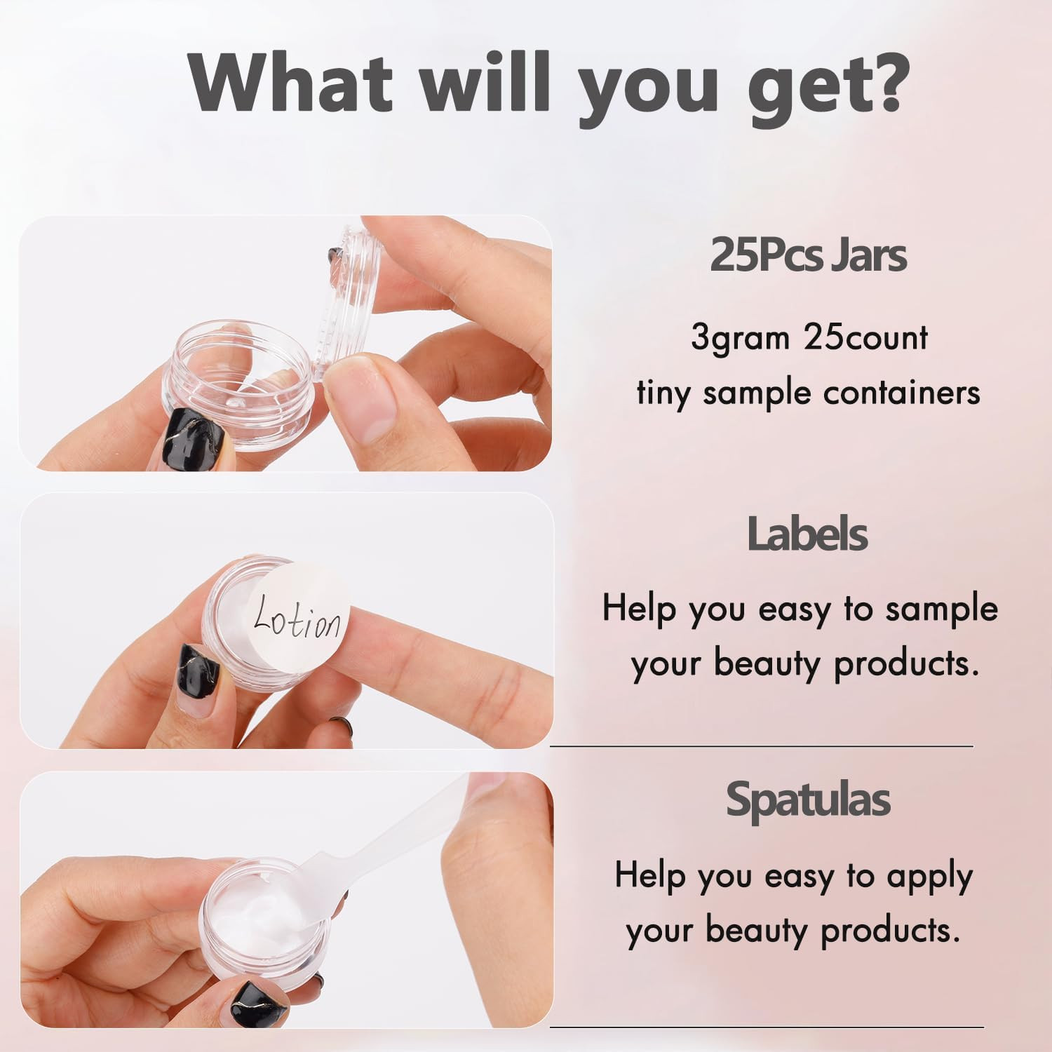 3 Gram Sample Containers 25 Count Empty Lip Balm Containers with Labels | Leak P
