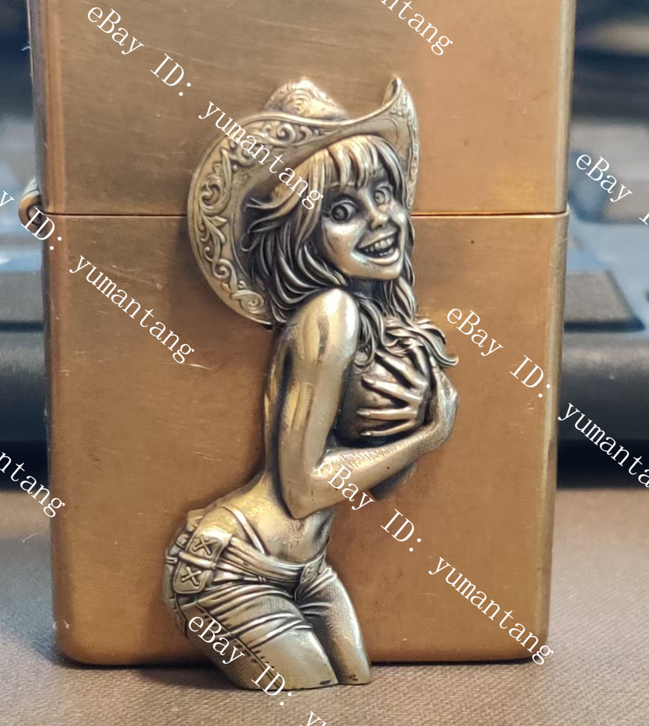 1 piece Brass Sexy and Happy Cowgirl badge sticker Lighter DIY Accessories