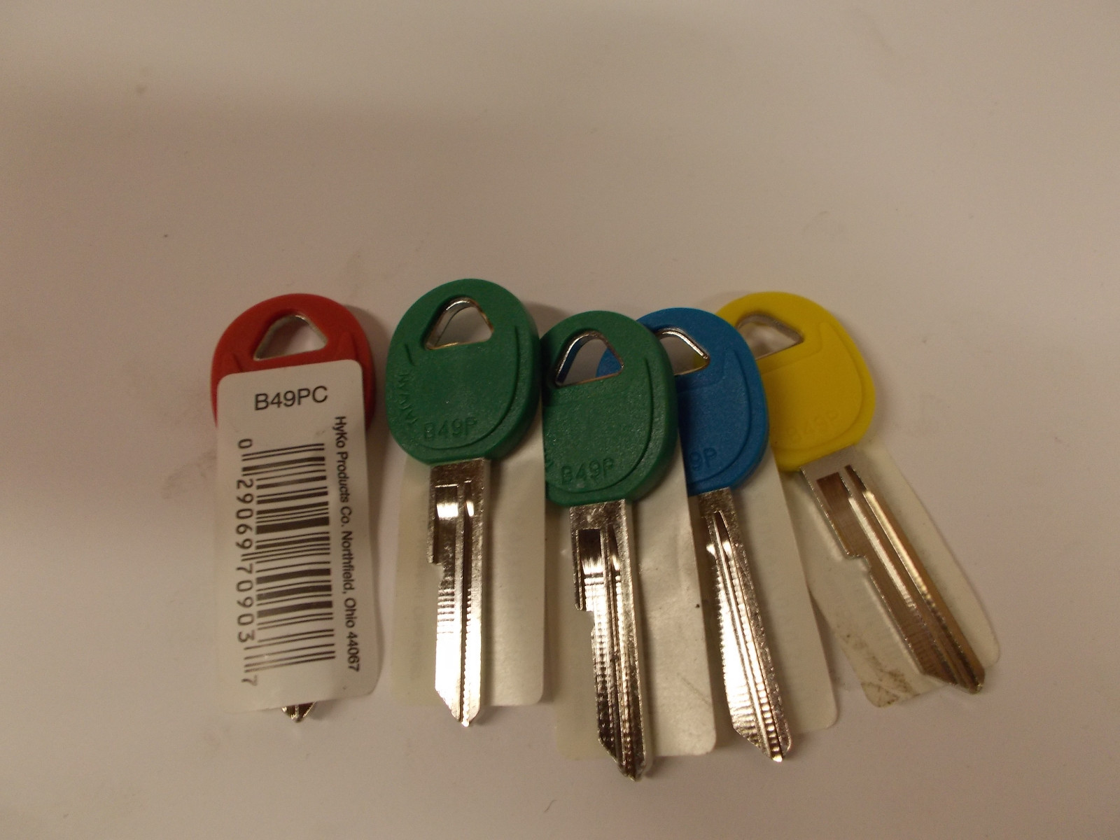 Lot of 5  HyKo Colored Plastic Head Key Blanks B49PC