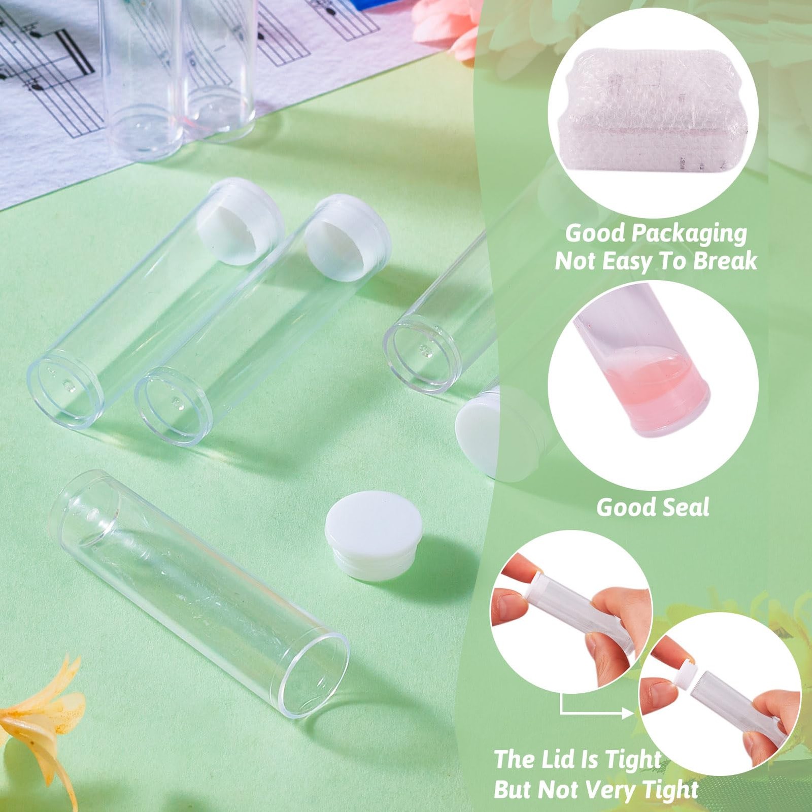 Craftdady 100Pcs Transparent Clear Plastic Small 100 tubes, 55x15mm,