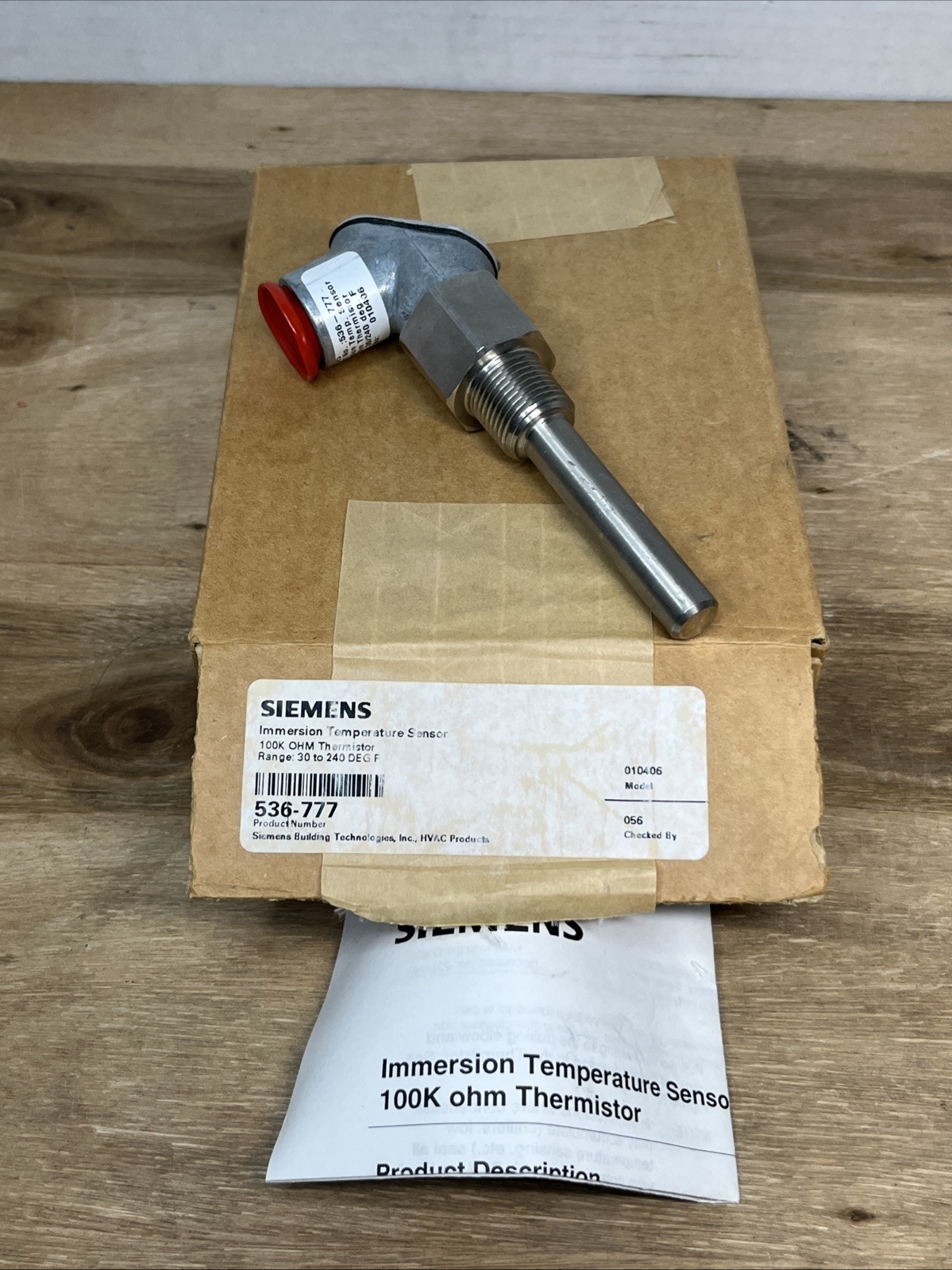 Siemens 536-777 Immersion Temperature Sensor Model 010406