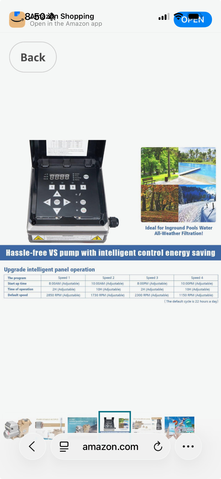 CIPU 1.5HP Variable Speed Pool Replacement Pump 230V Filter System 6420 GPH