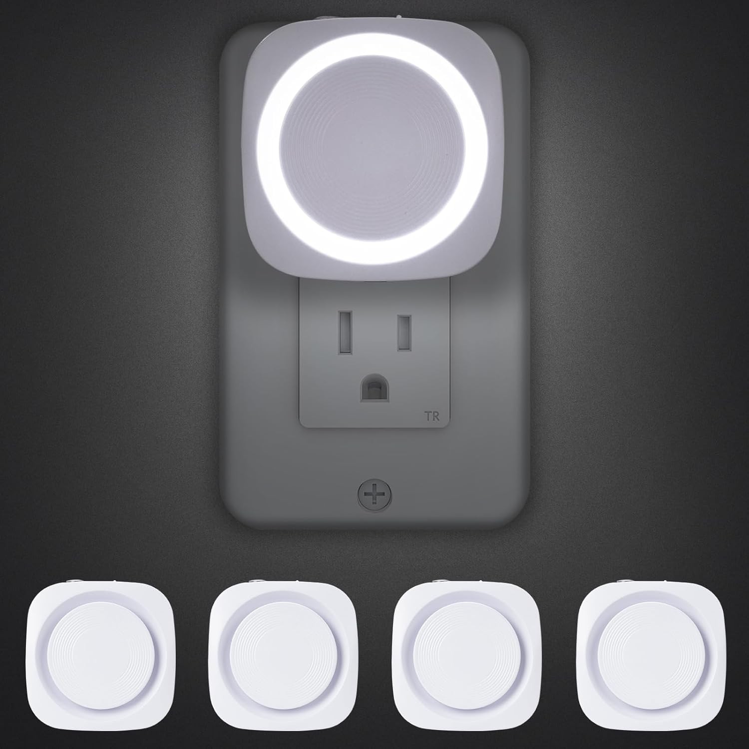 White Night Lights Plug into Wall, 4 Packs Dimmable Light with