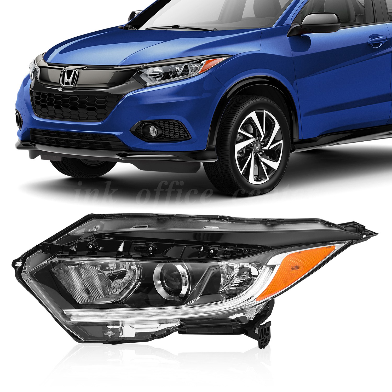 For 2019 2020 2021 2022 Honda HRV Halogen W/LED DRL Headlights Assembly, Left