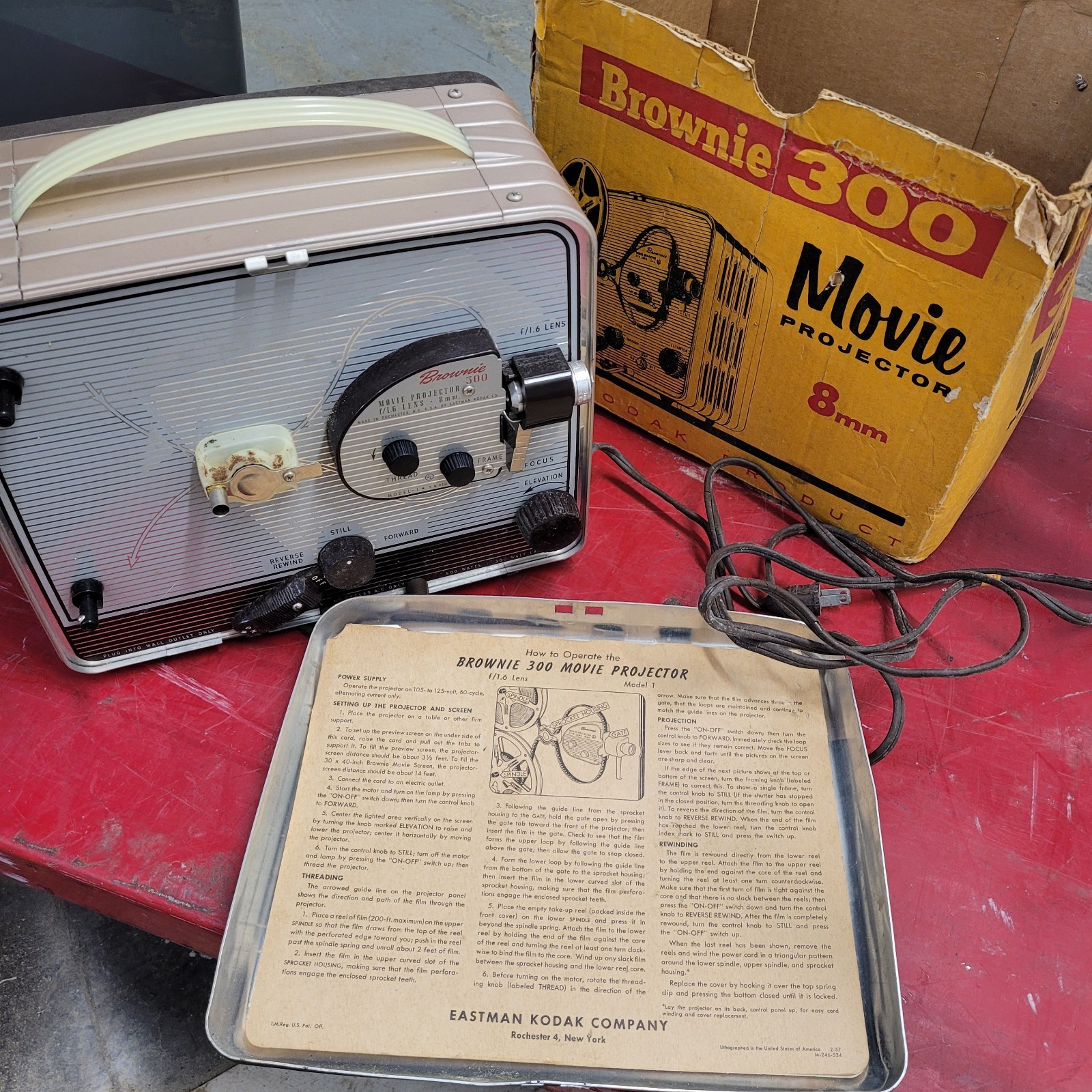 Vintage 1950's Kodak Brownie 300 Movie Projector 8mm - Retro Home Decor / Prop