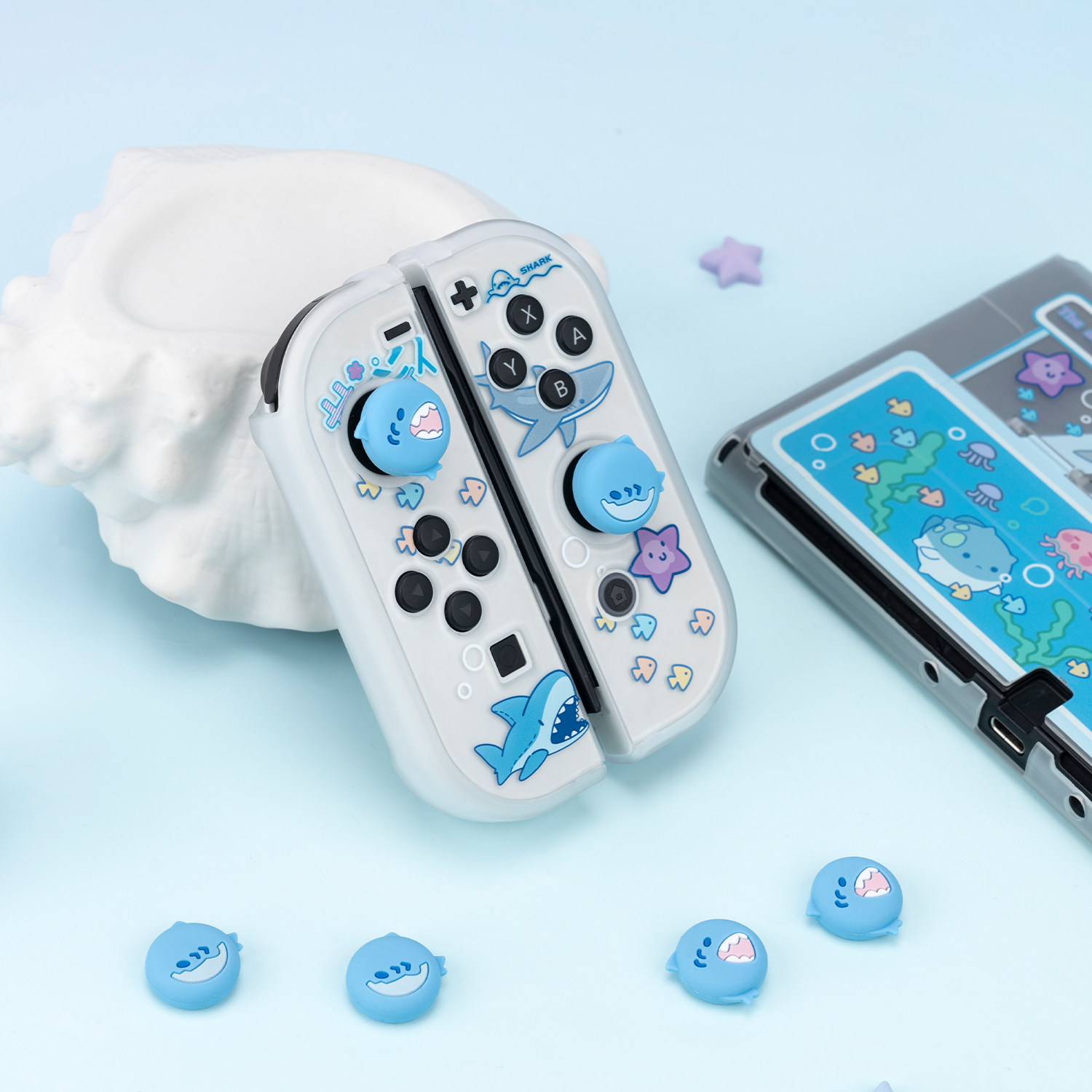 GeekShare Protective Case for Nintendo Switch OLED Hard Shell Clear Case Shark
