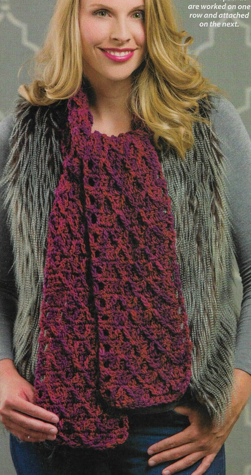 TEXTURED TRELLIS SCARF WOMEN'S CROCHET PATTERN INSTRUCTIONS