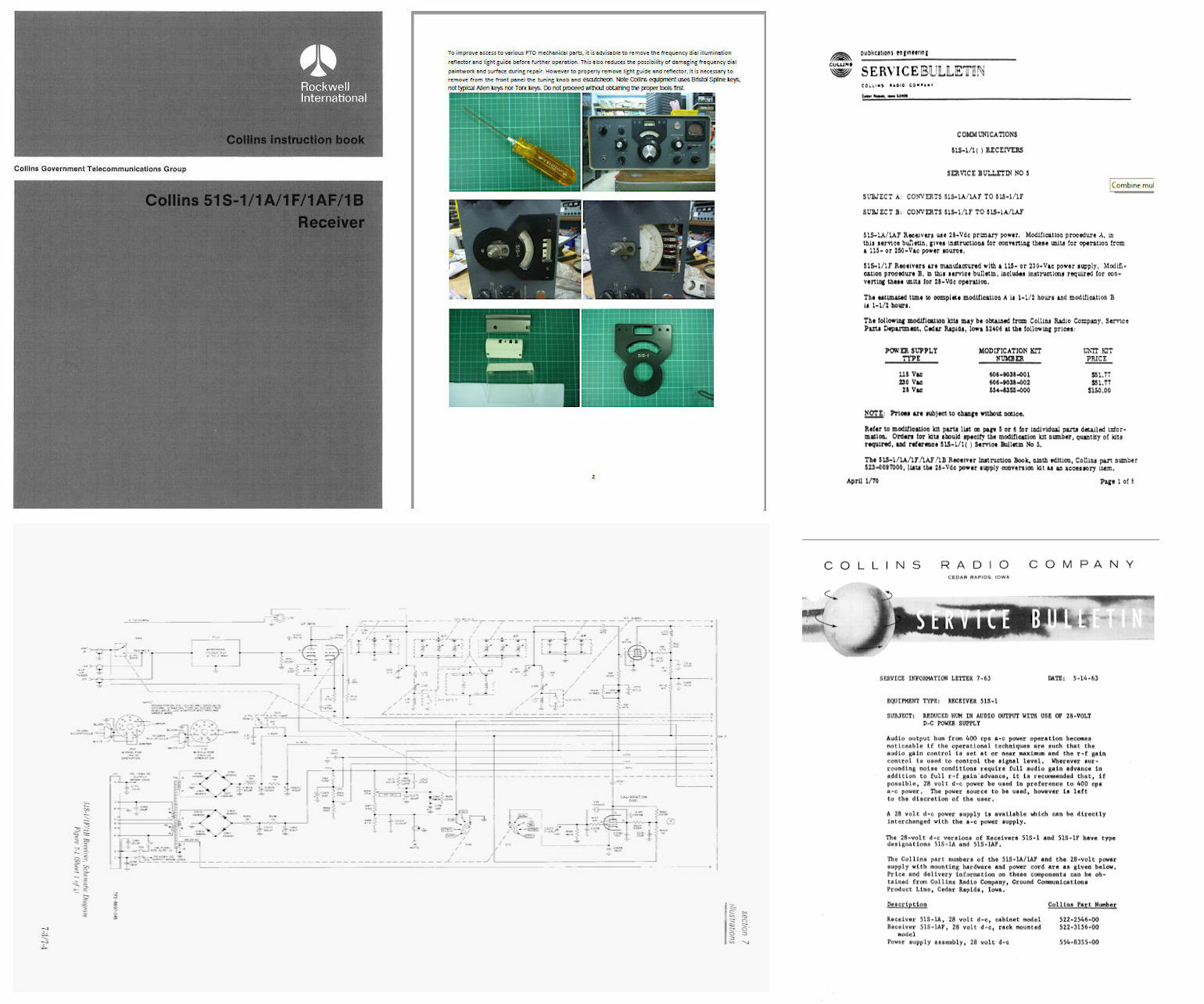 COLLINS 51S-1 INSTRUCTION TECH MANUAL w/ 11x17" + SERVICE LOG + BULLETINS