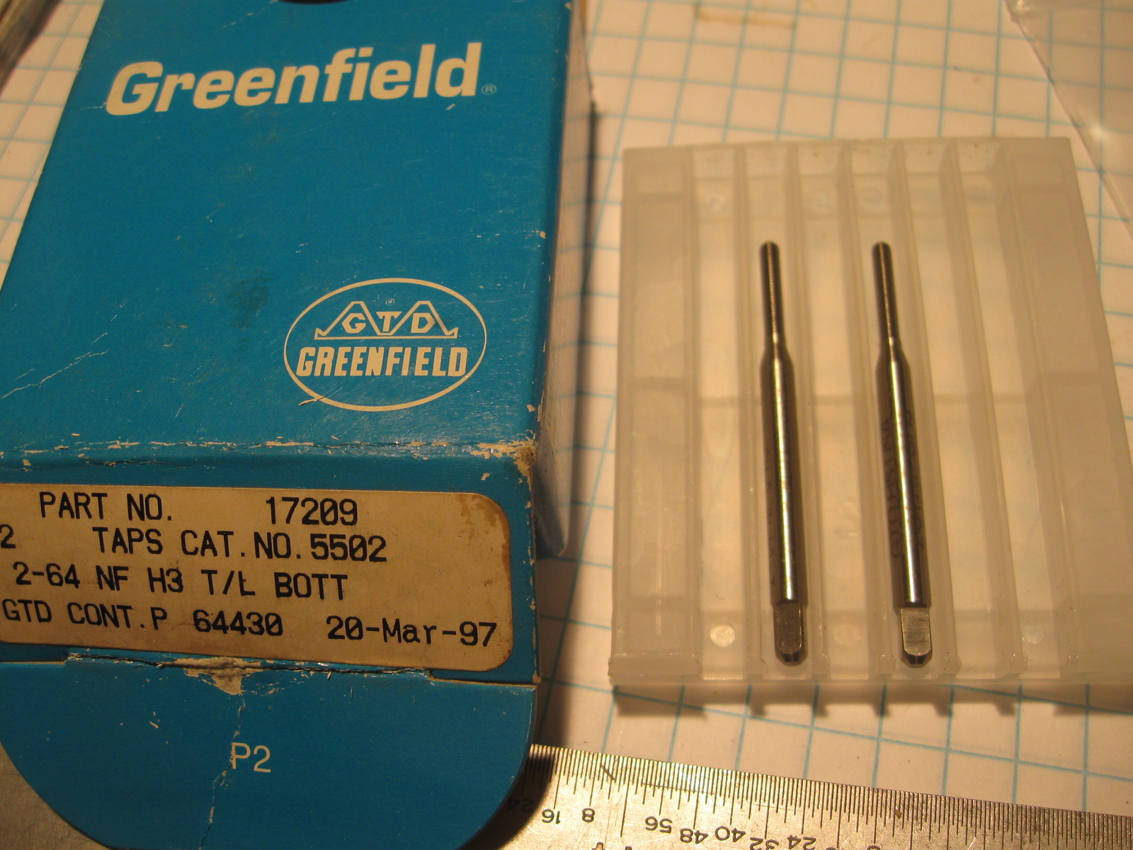 2 pc 2-64 Greenfield H3 TL Bottom Form Taps 17209 5502 New (252)