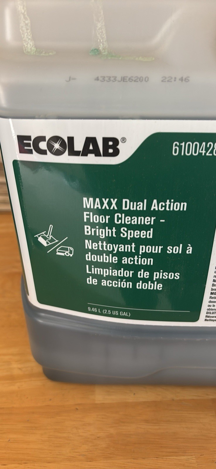Ecolab Maxx Dual Action Floor Cleaner Bright Speed- 2.5 Gallon 6100428. *USED*