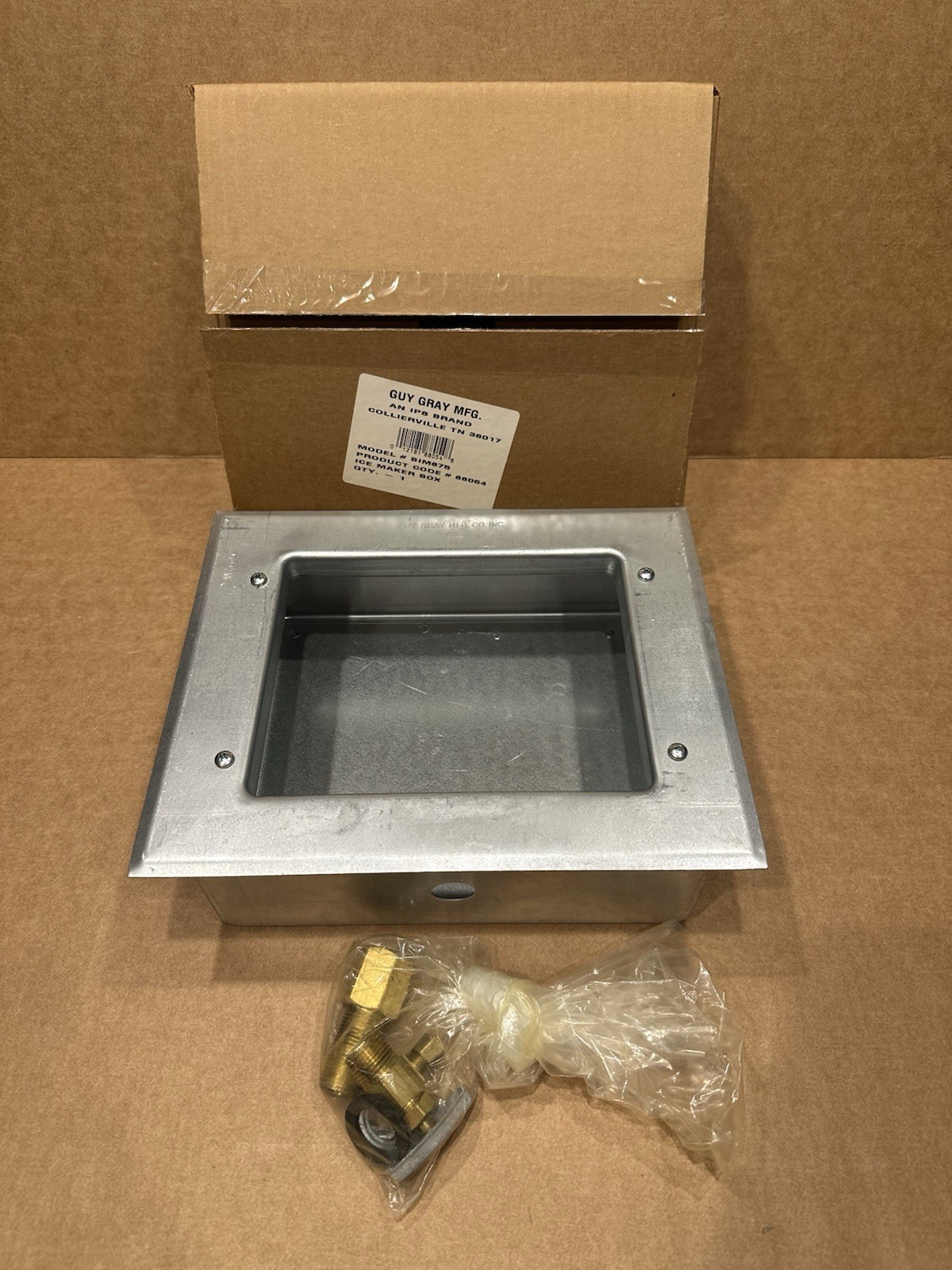 Guy Gray BIM875 Galvanized Recessed Ice Maker Outlet Box w/ Valve (NOS)
